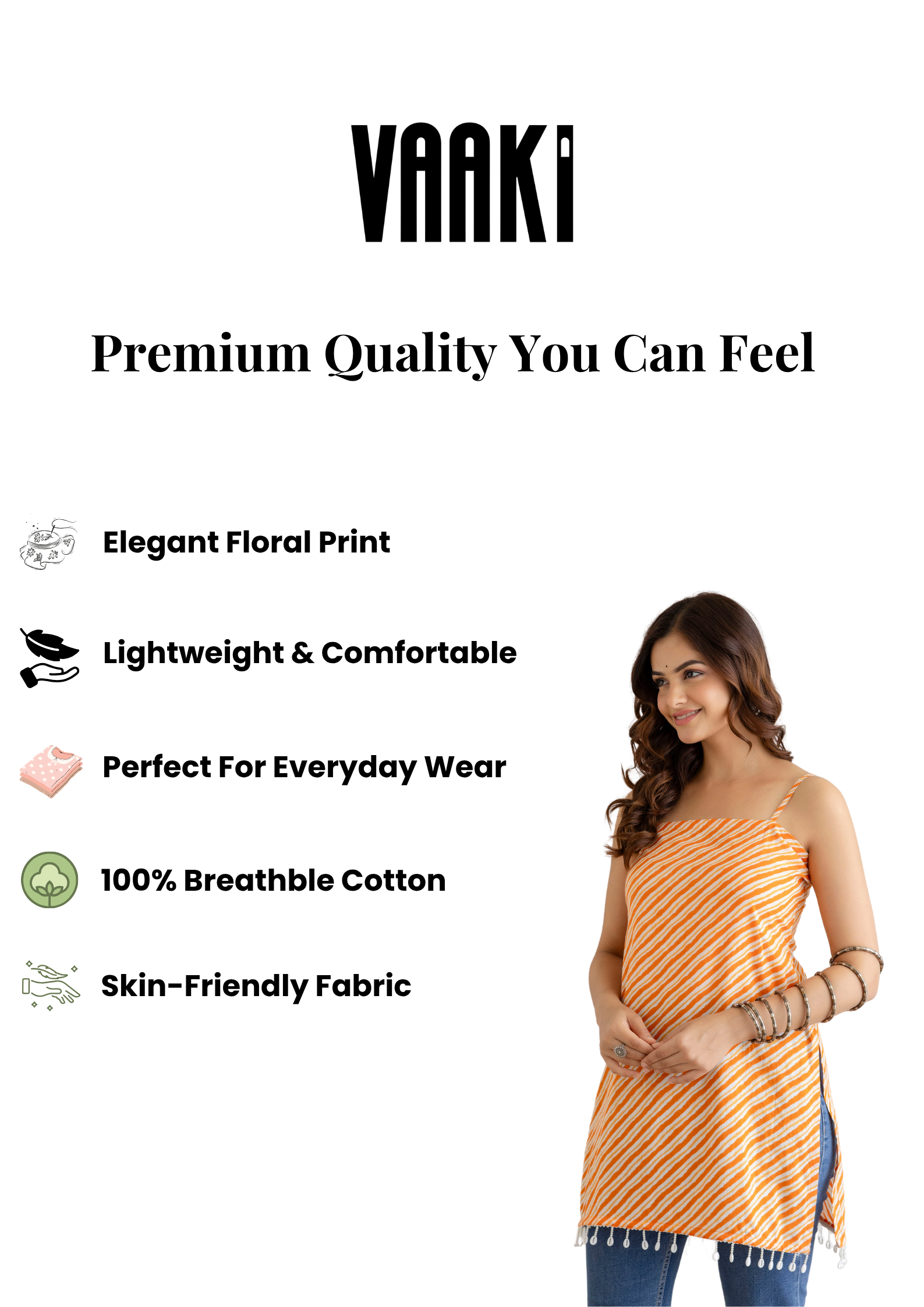 Mohini Orange Striped Sleeveless Corset Kurti