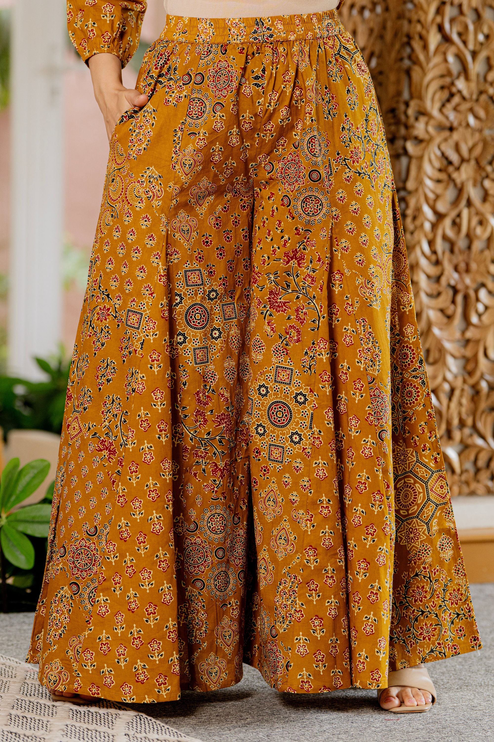 Draksha Mustard Printed Premium Cotton Co-ord Set