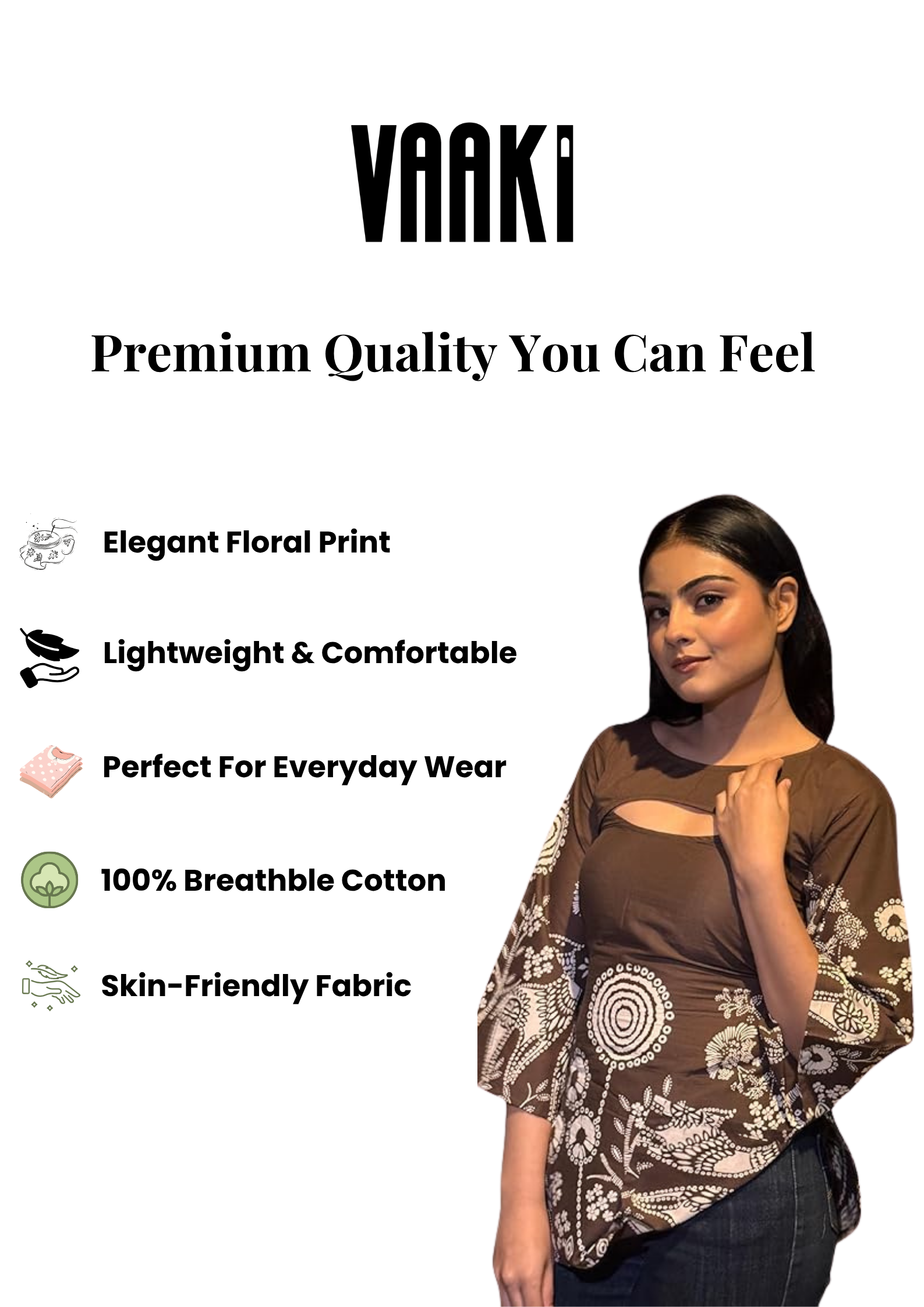 Sakhi Brown Detachable Sleeves Short Kurti