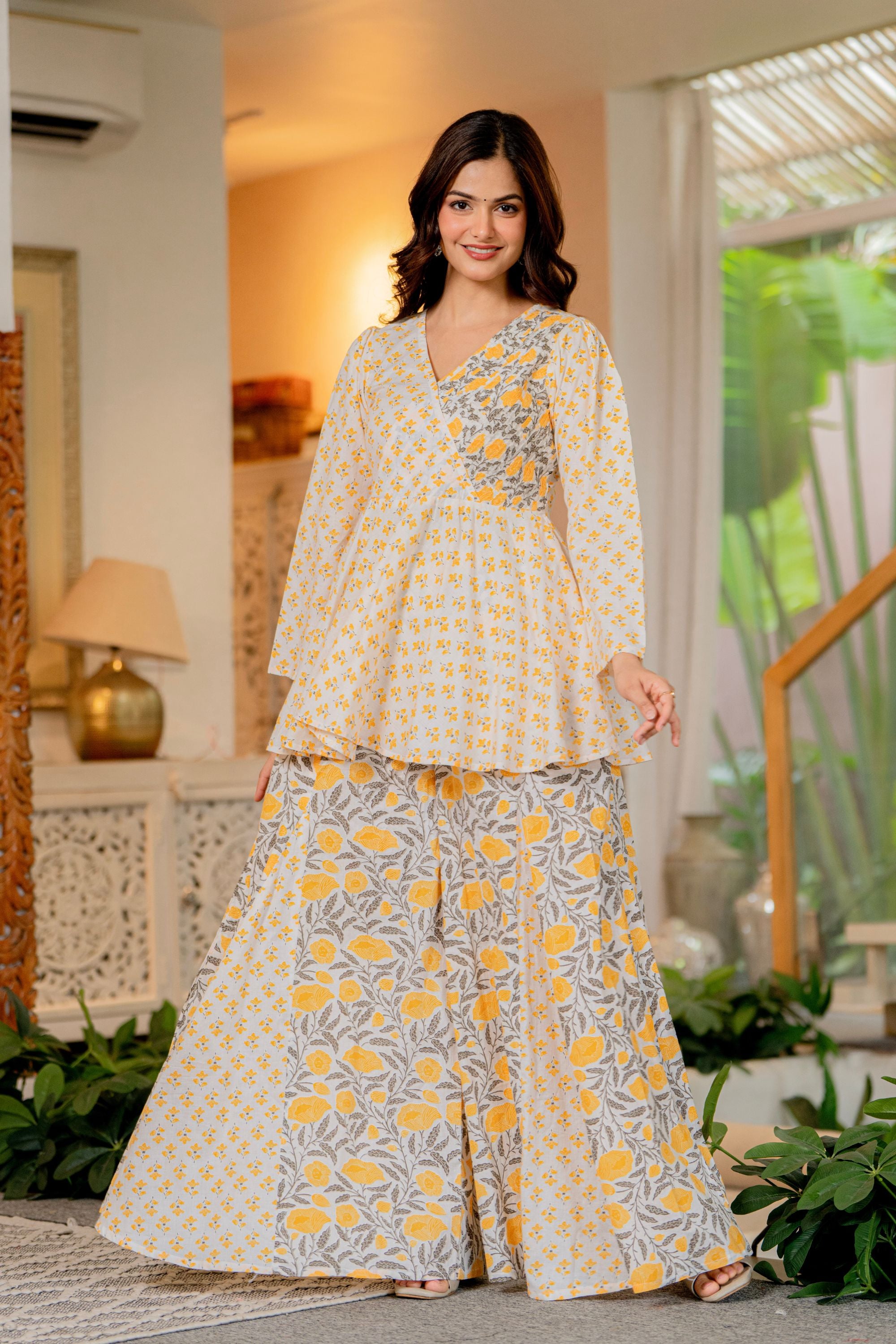 Draksha Yellow Printed Premium Cotton Co-ord Set