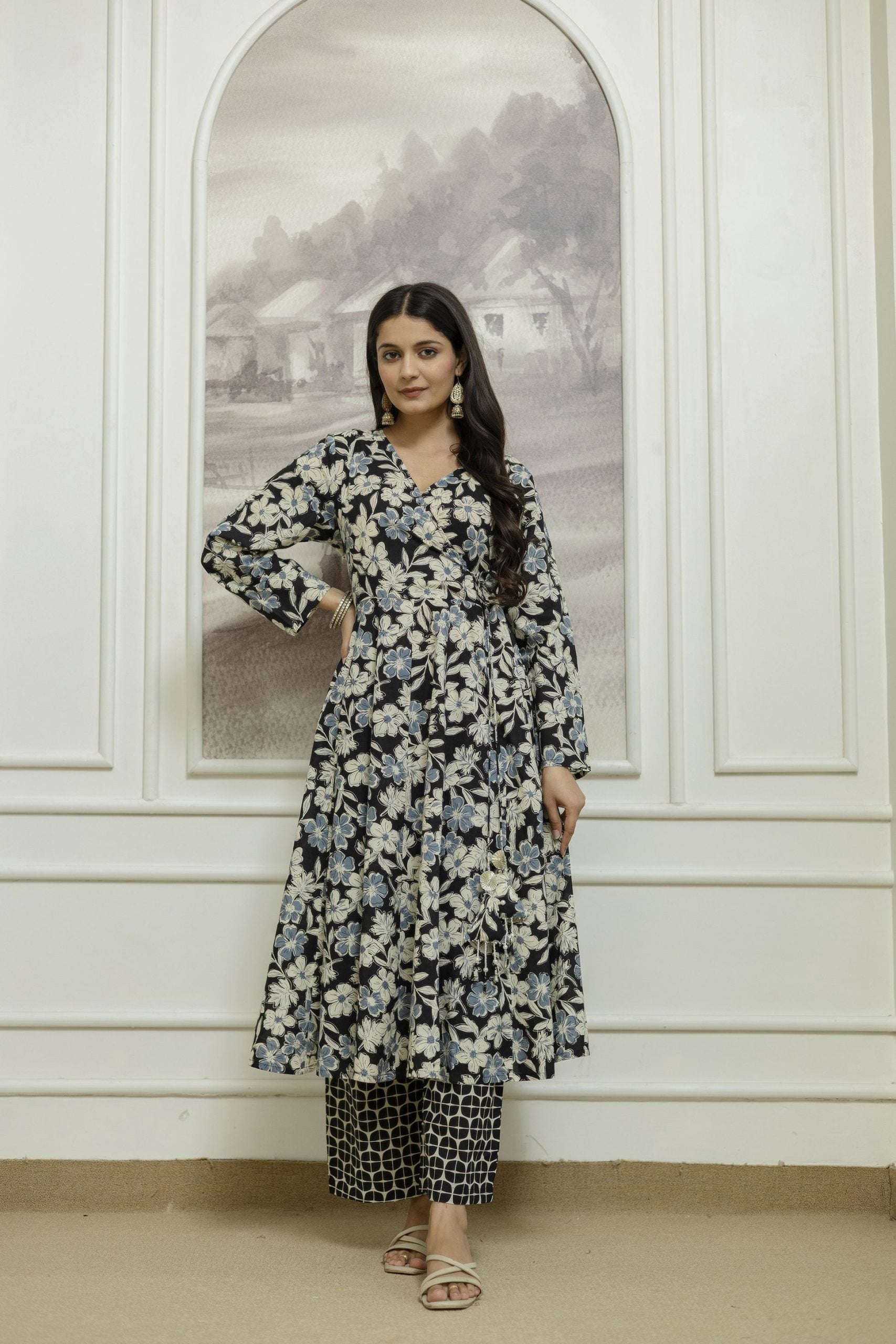 "Vibrant Yellow Kurta Set with Geometric Patterns and Matching Dupatta - Vaaki 4"