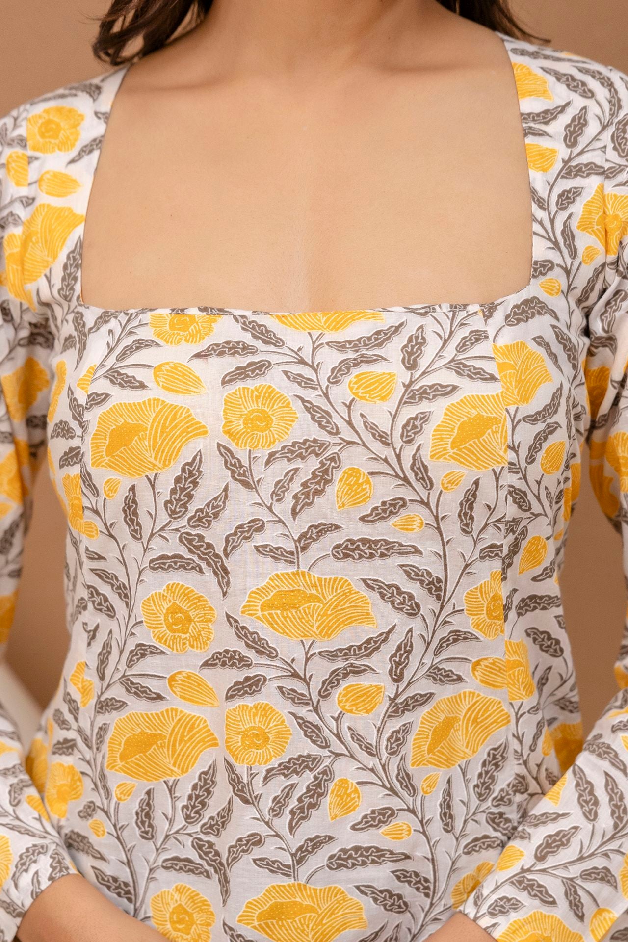 Mohini Yellow Floral Back-Tie Corset Kurti - View 3