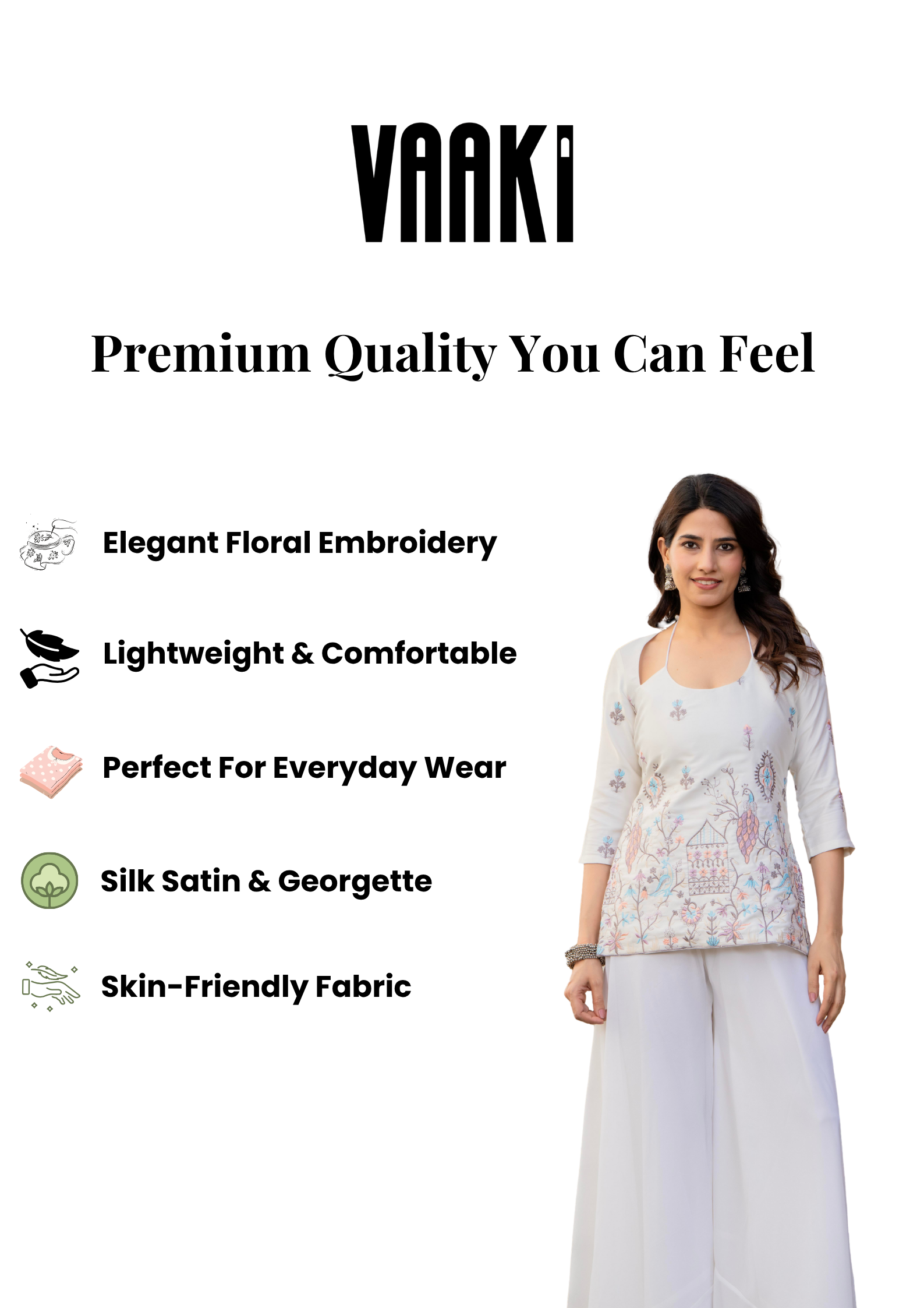 Morni Ivory Embroidered Corset-Back Kurti Palazzo Set