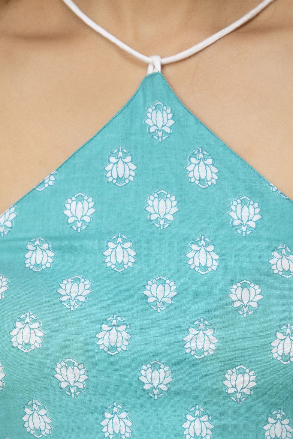 "Mohini Turquoise Blue Buti Print Corset Kurti"