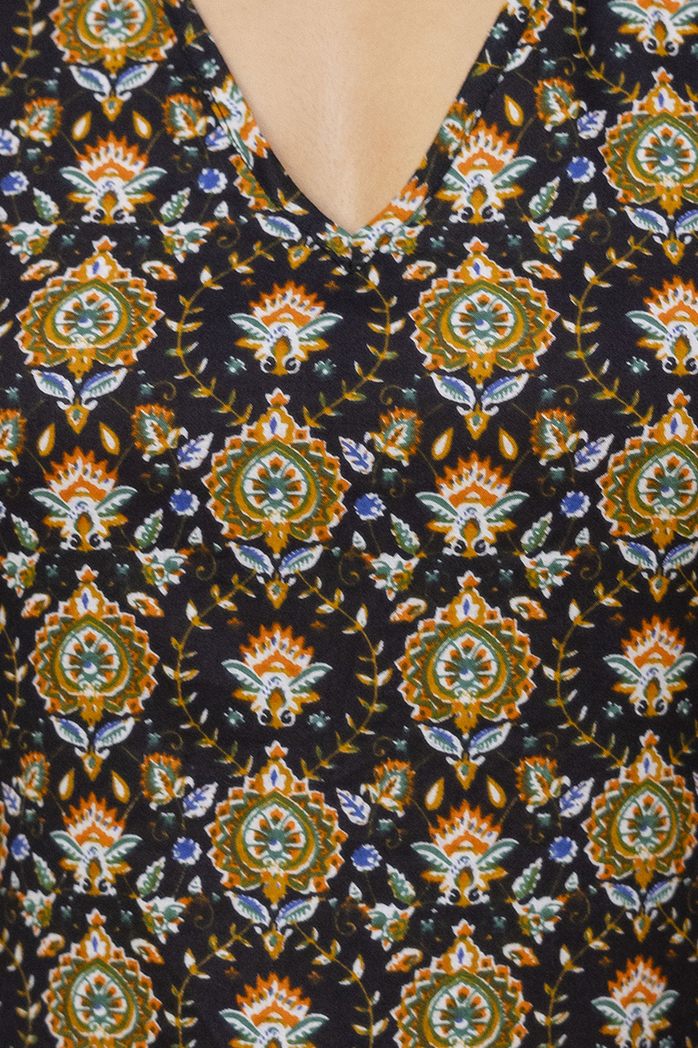 "Mohini Black Printed Halter Neck Corset Kurti"