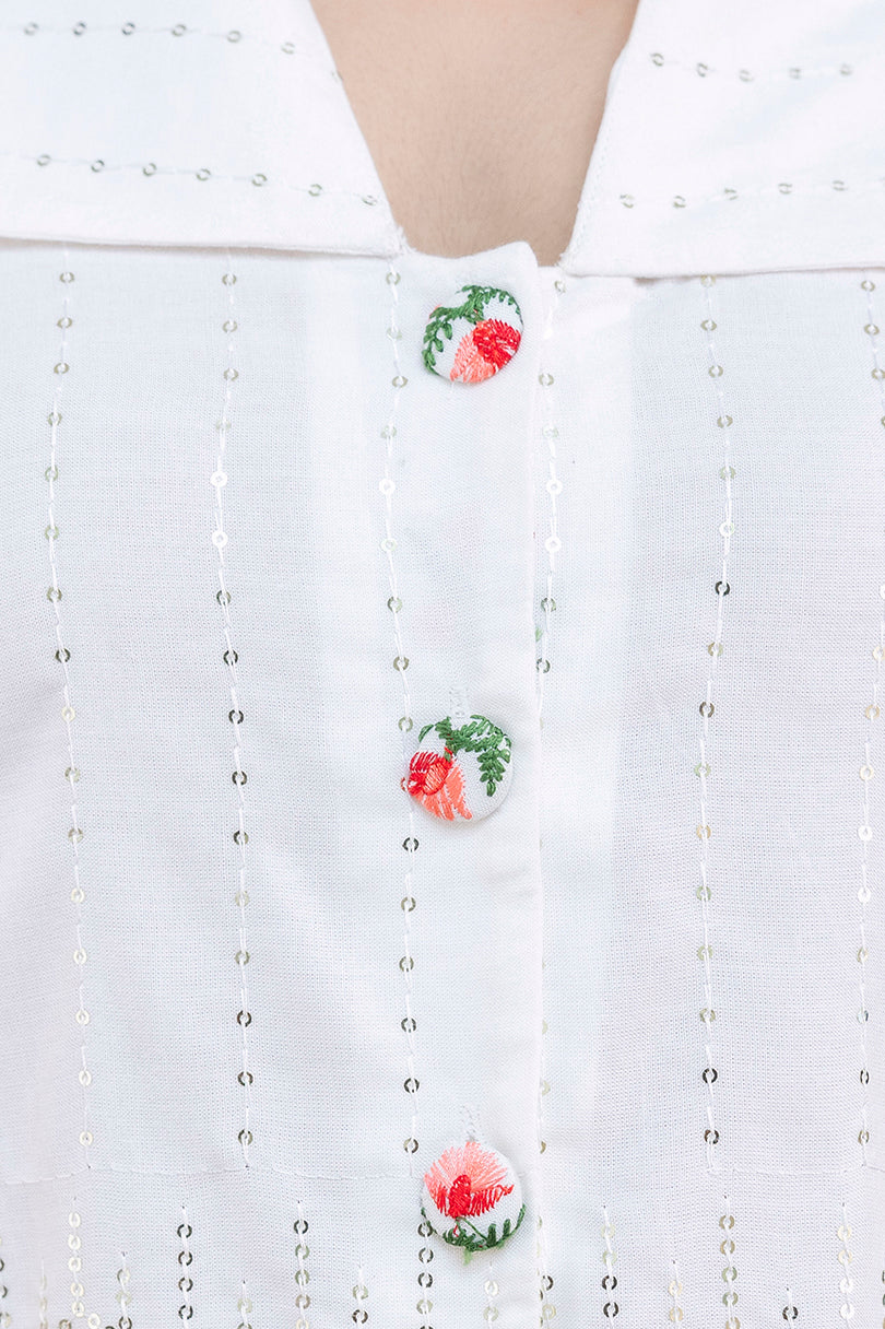 "Raag White Floral Embroidered Co-ord Set"