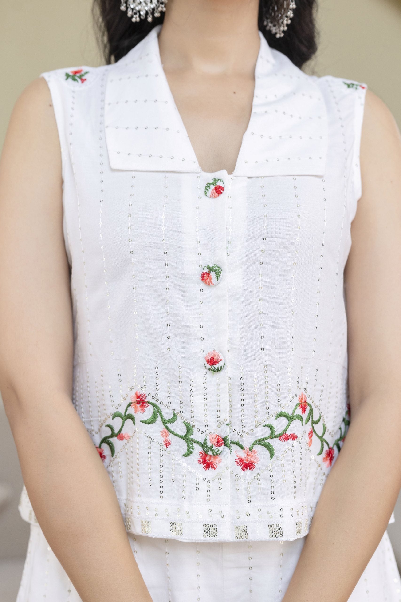 Black Floral Rayon Embroidered Set By Vaaki