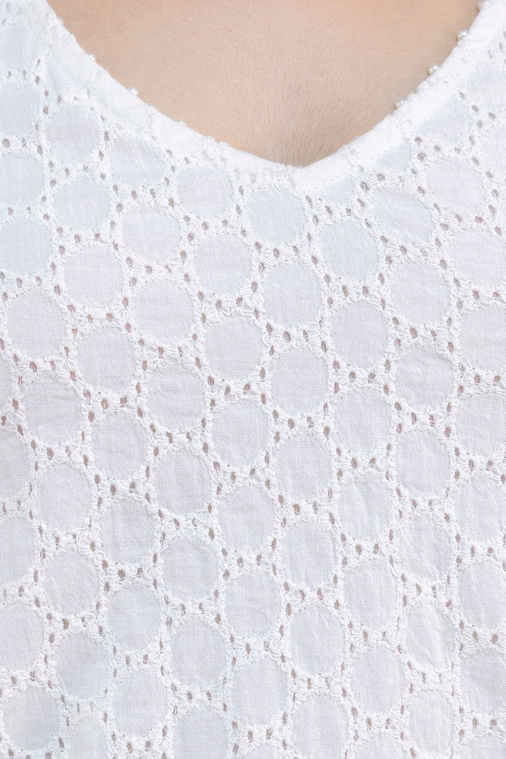 "Mohini White Chikankari Halter Neck Corset Kurti"