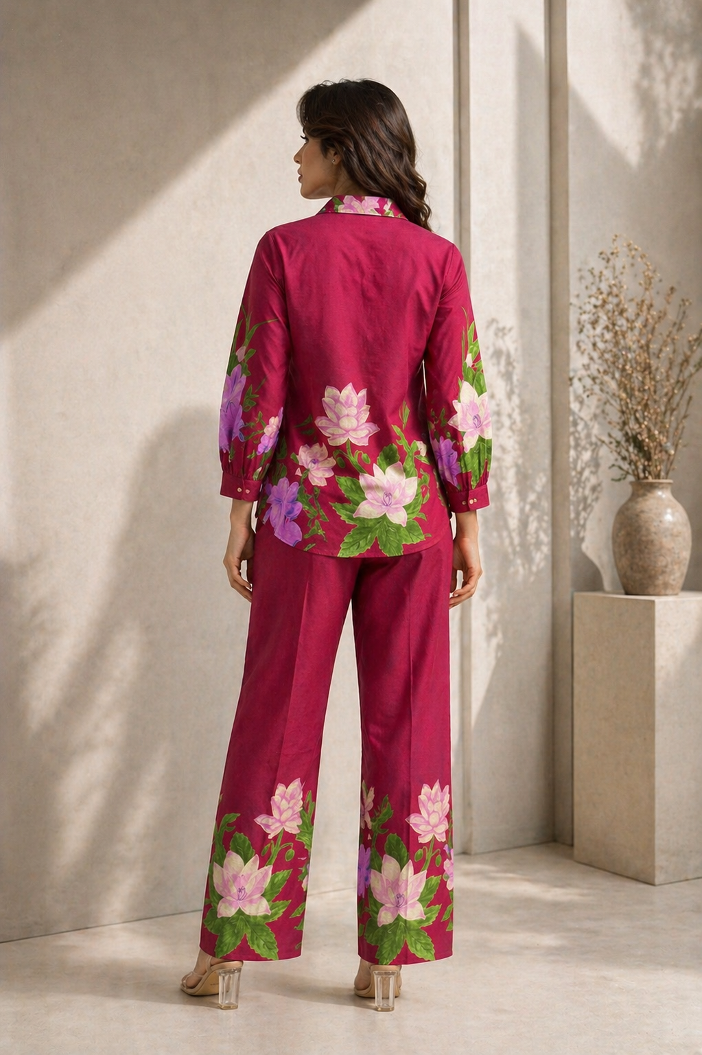 Wine Co-Ord Set Women