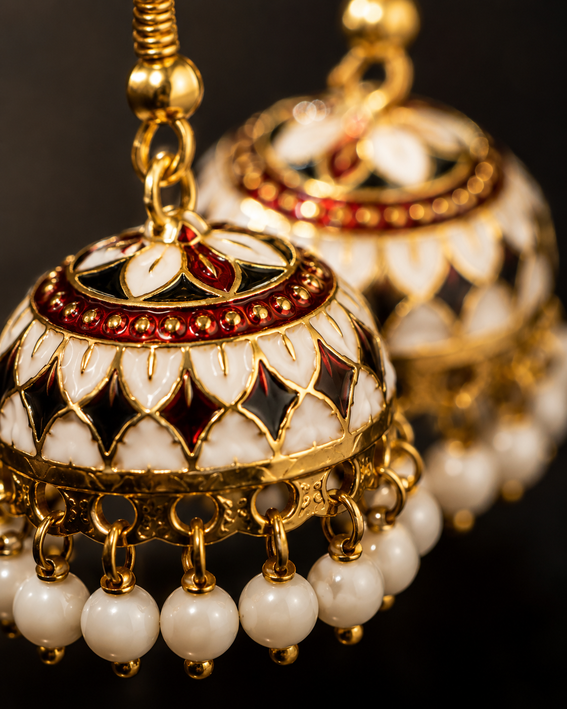 Multicolor Meenakari Pearl Drop Jhumka Earrings for Women