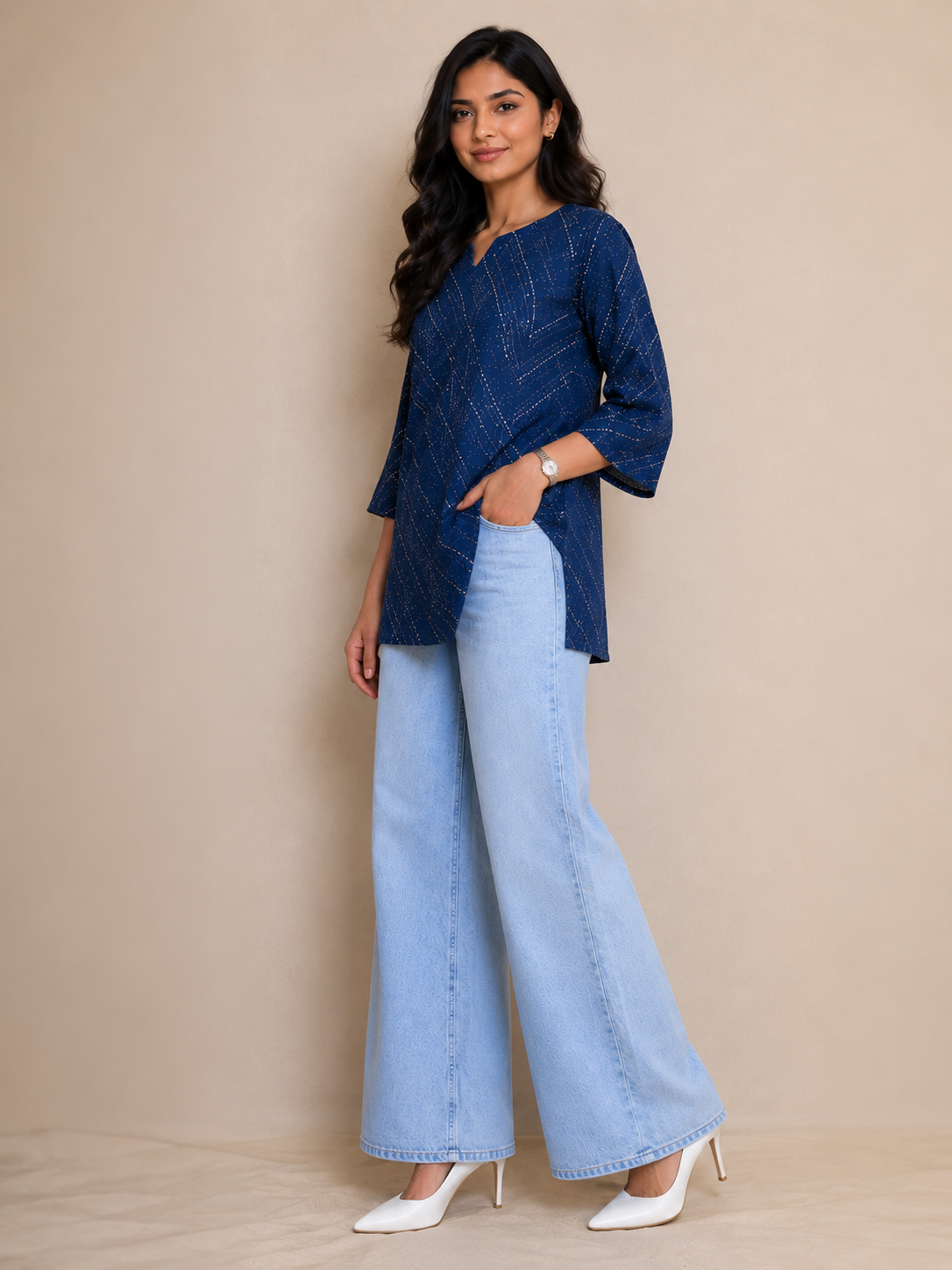 indigo blue kurti for women
