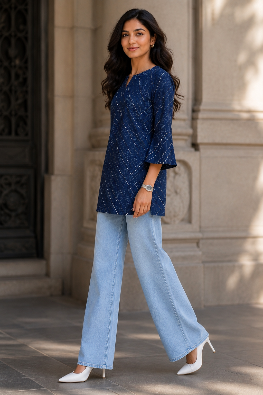 blue kurti for women