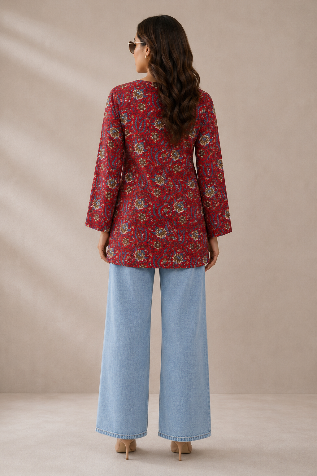 red cotton kurti for women