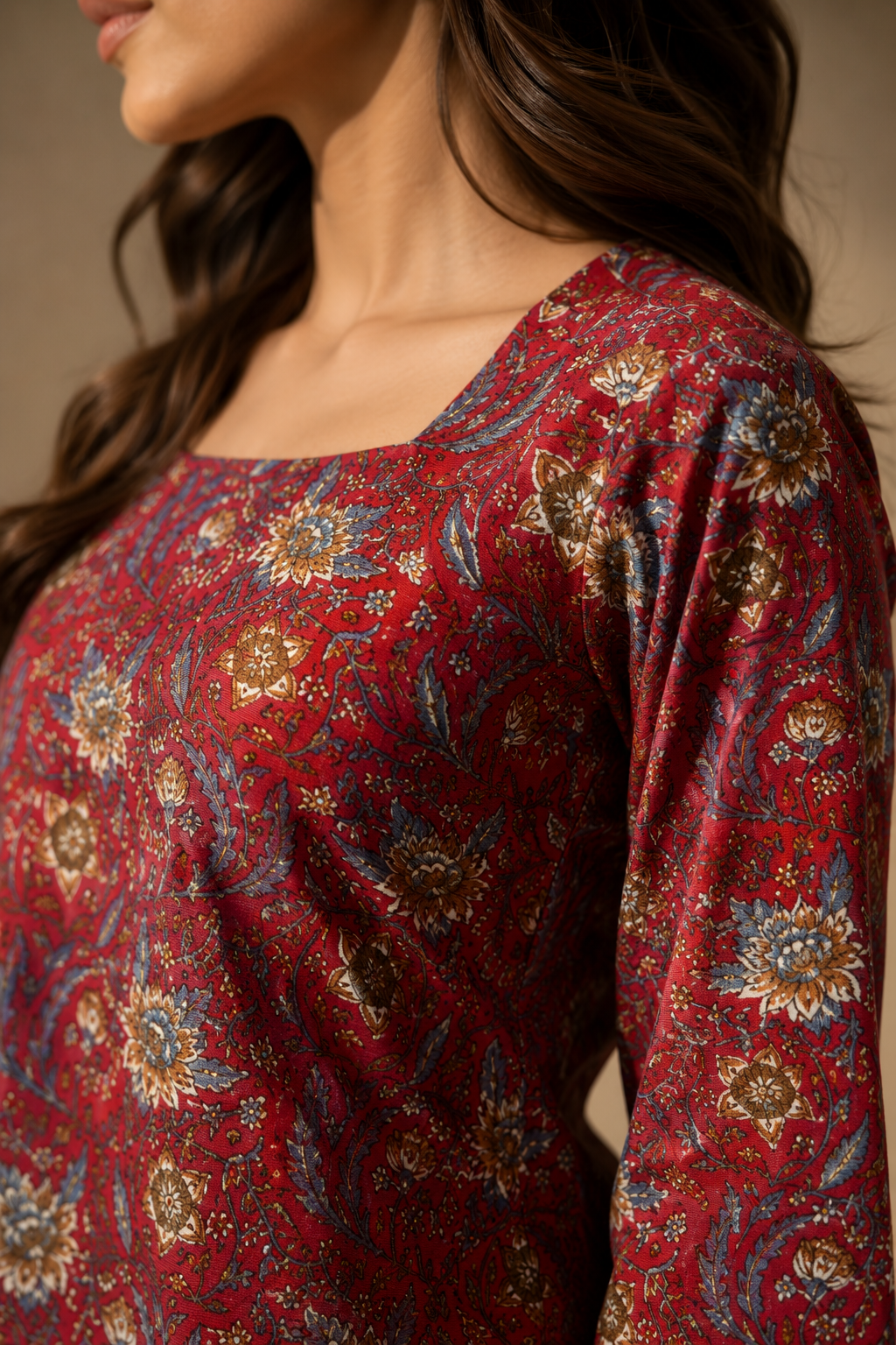 red printed kurti