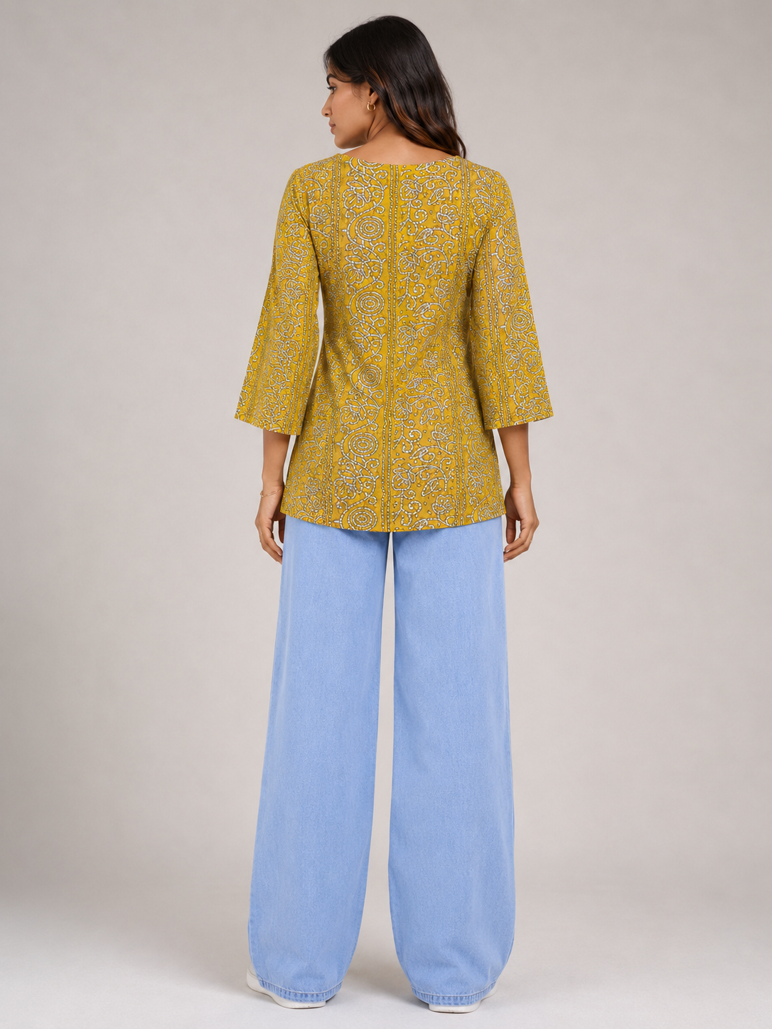 mustard cotton kurti for women