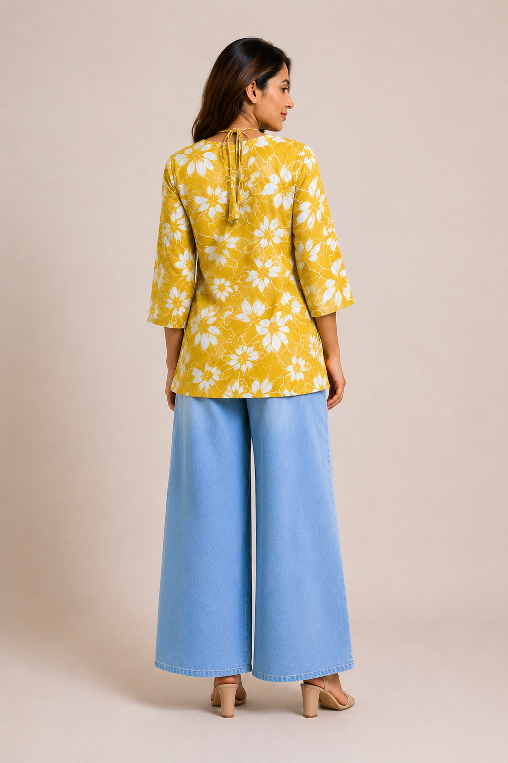 yellow cotton kurti for women