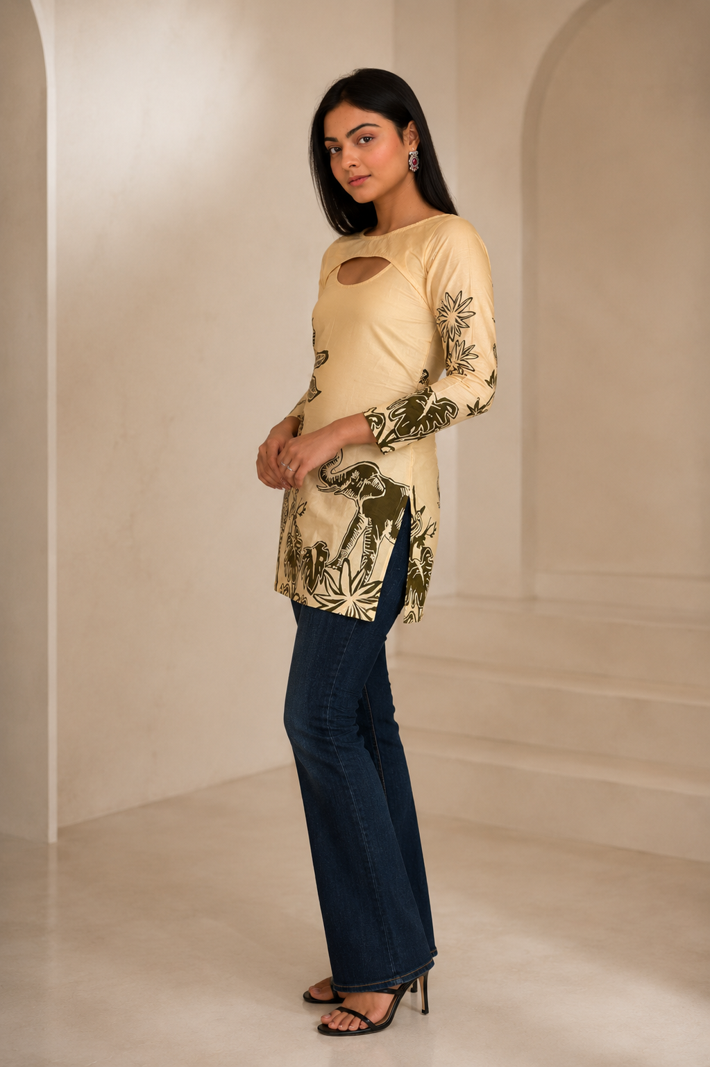 cream western top women