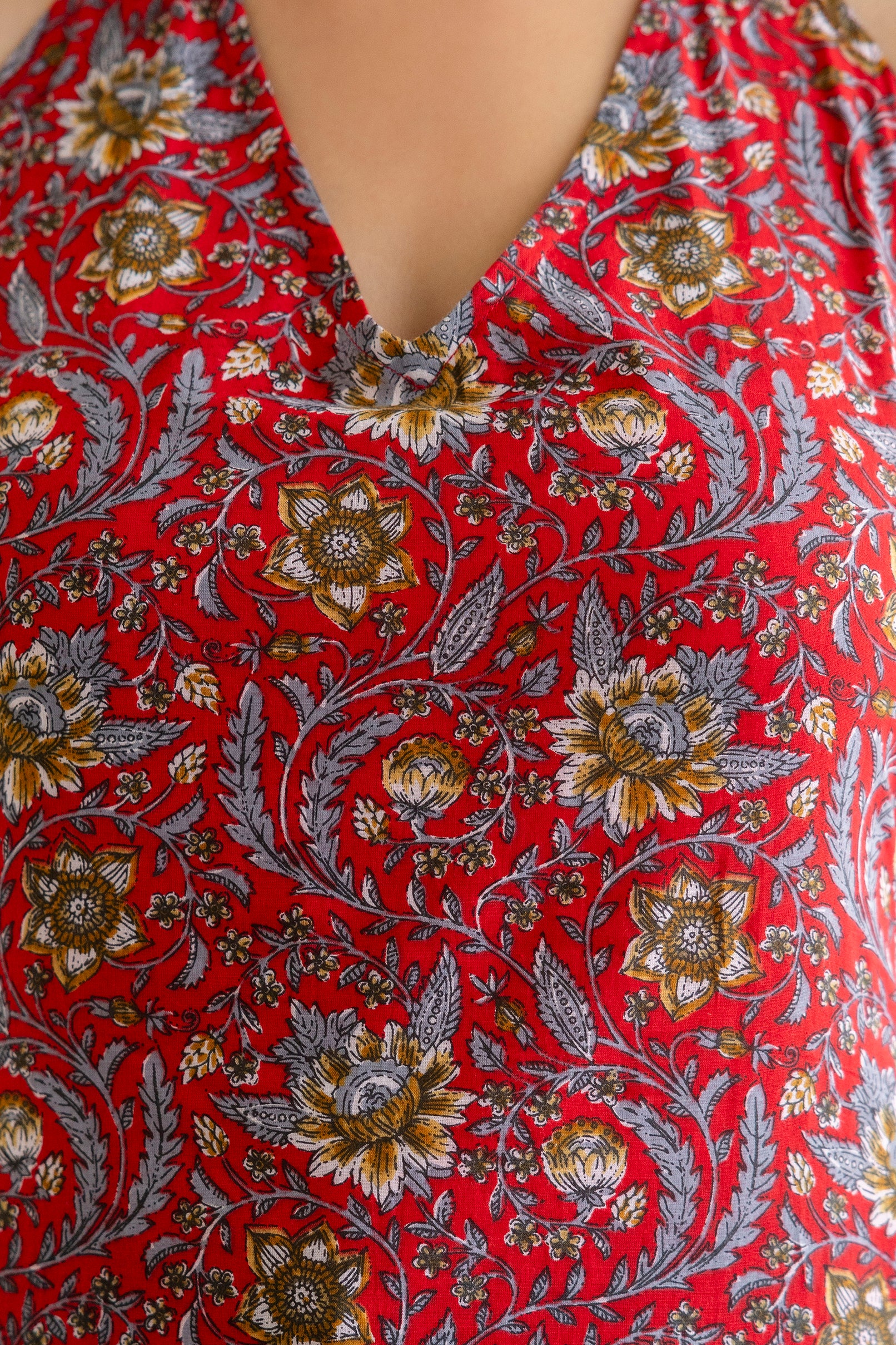 "Mohini Red Halter-Neck Corset Kurti"