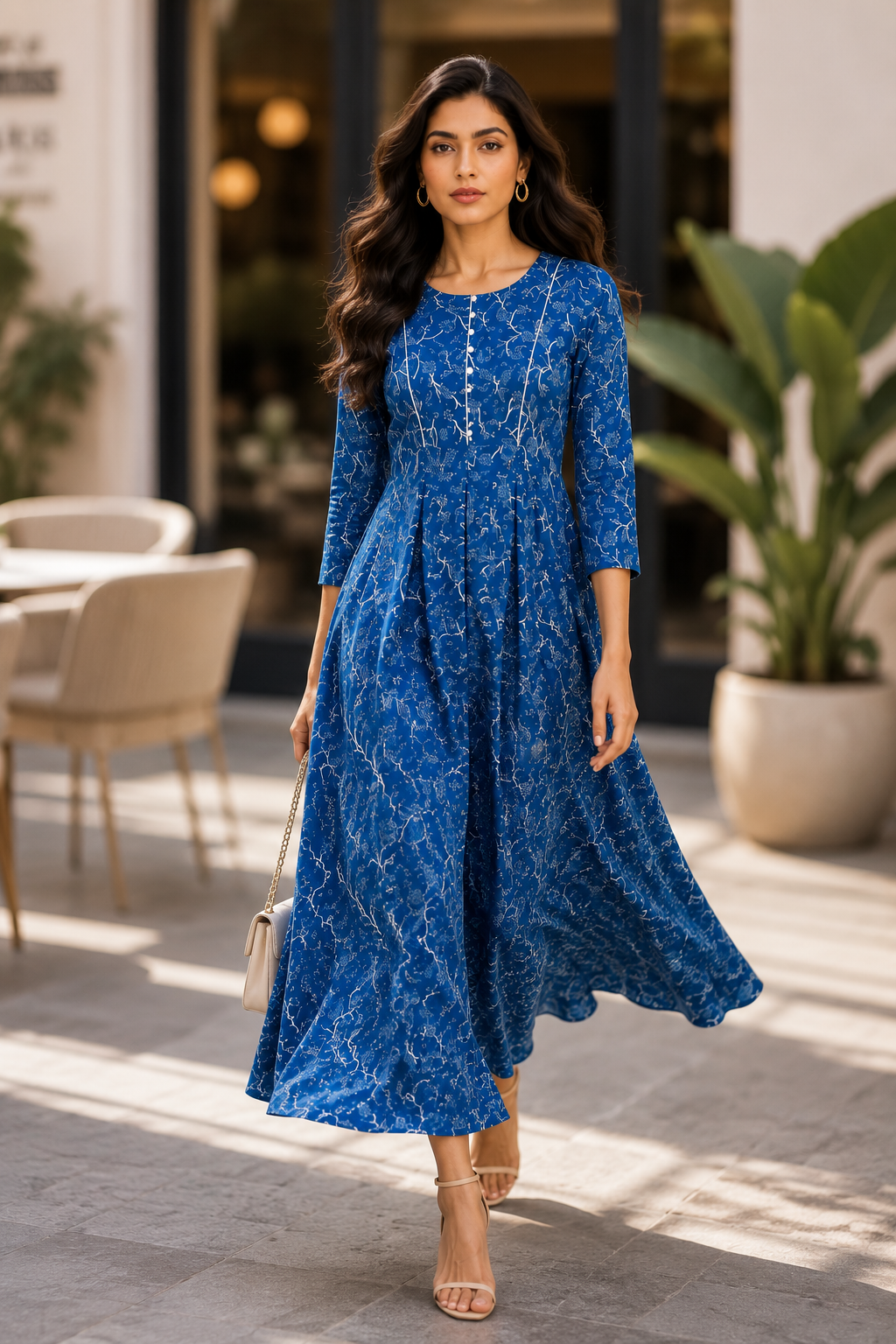 blue floral dress women