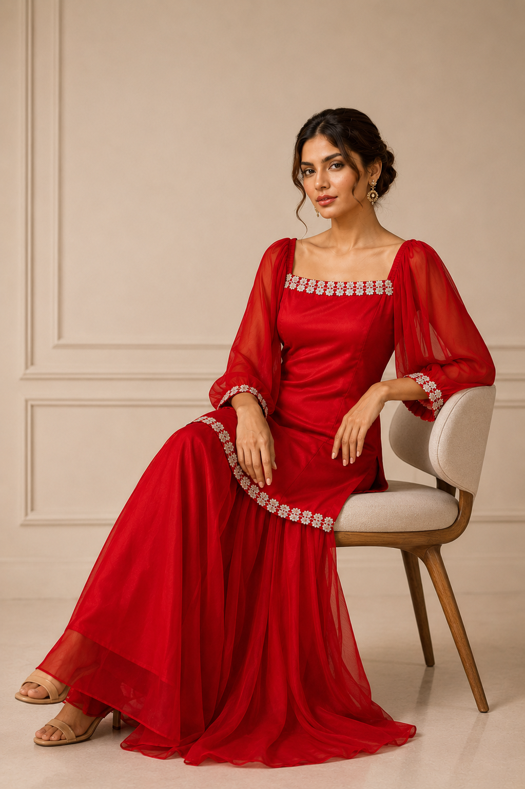 designer kurta sharara set