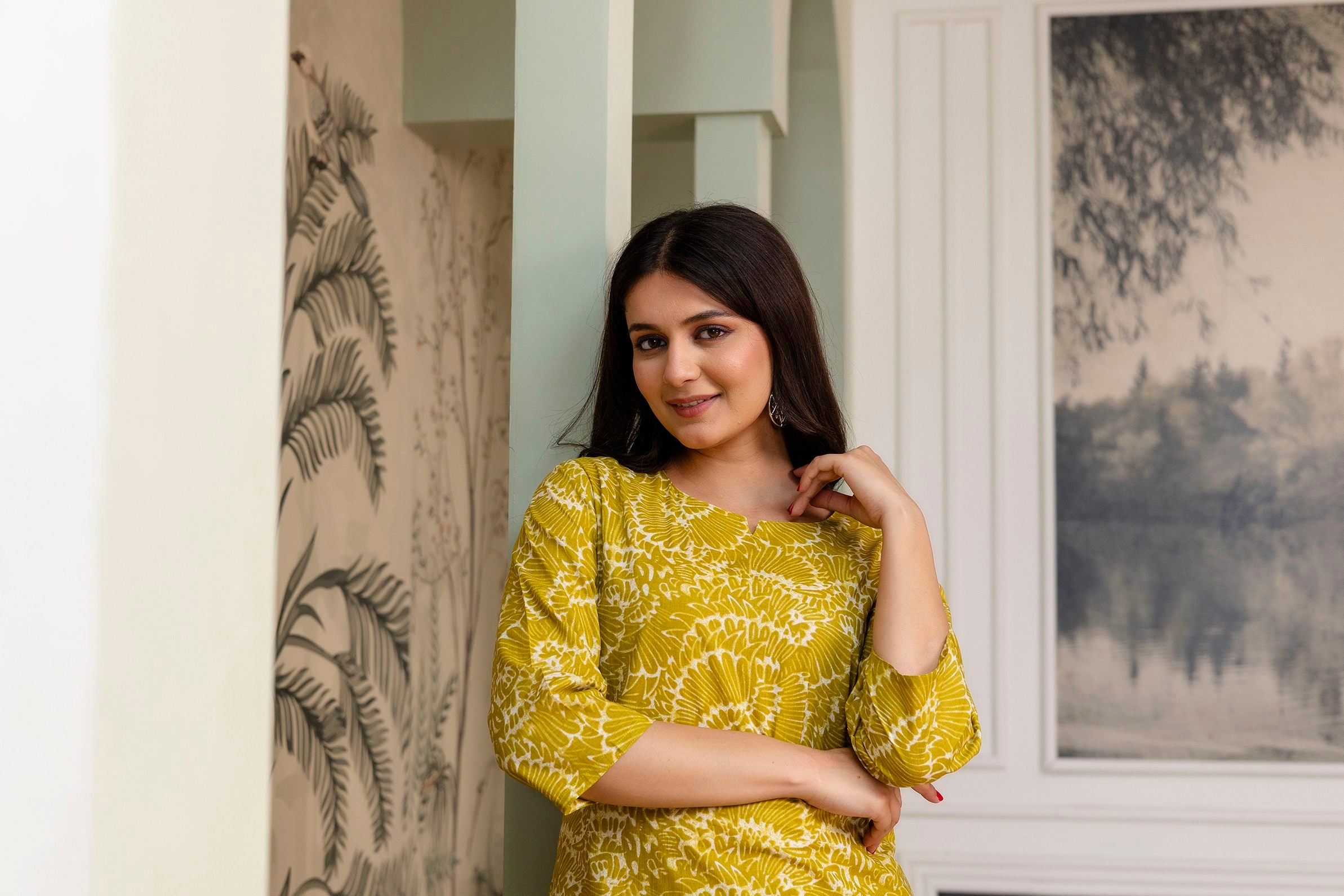 "Vidhi Marigold Yellow Printed Cotton Co-ord Set"