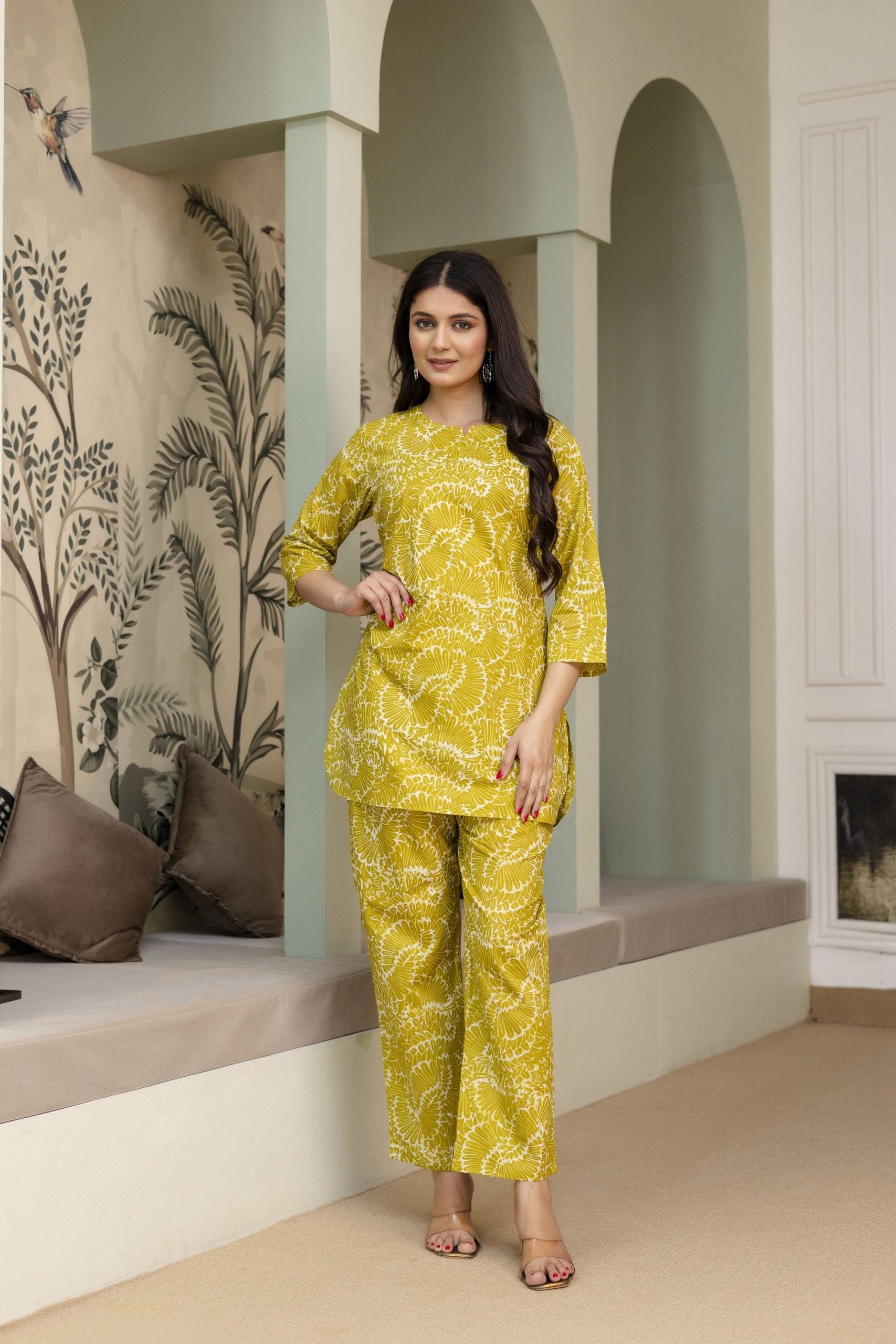 "Vidhi Misty Blue Printed Cotton Co-ord Set"