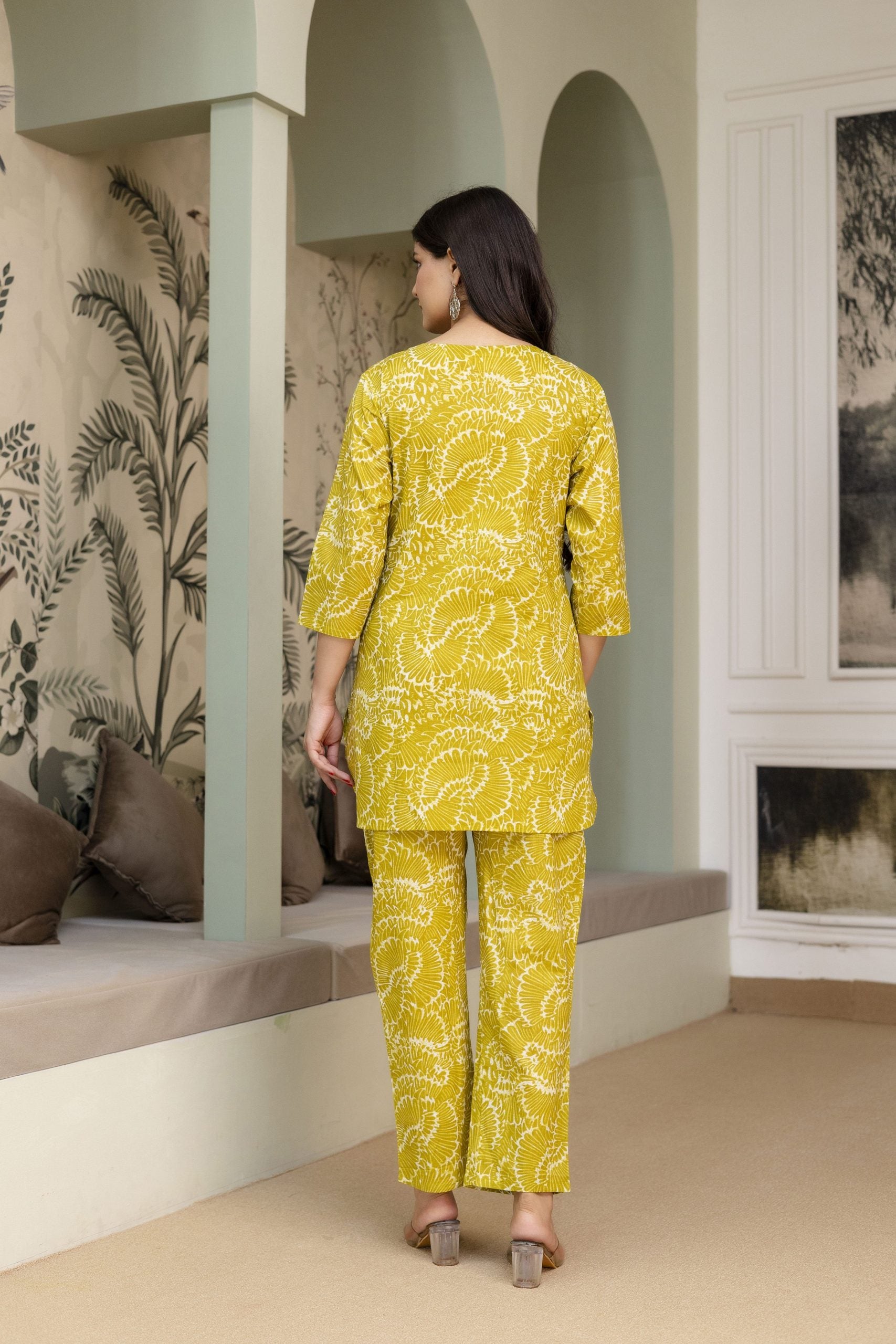 "Vidhi Misty Blue Printed Cotton Co-ord Set"