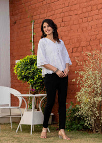 Chitta White Chikankari Peplum Top