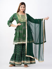 Zehra Green Kurta Sharara Dupatta Set