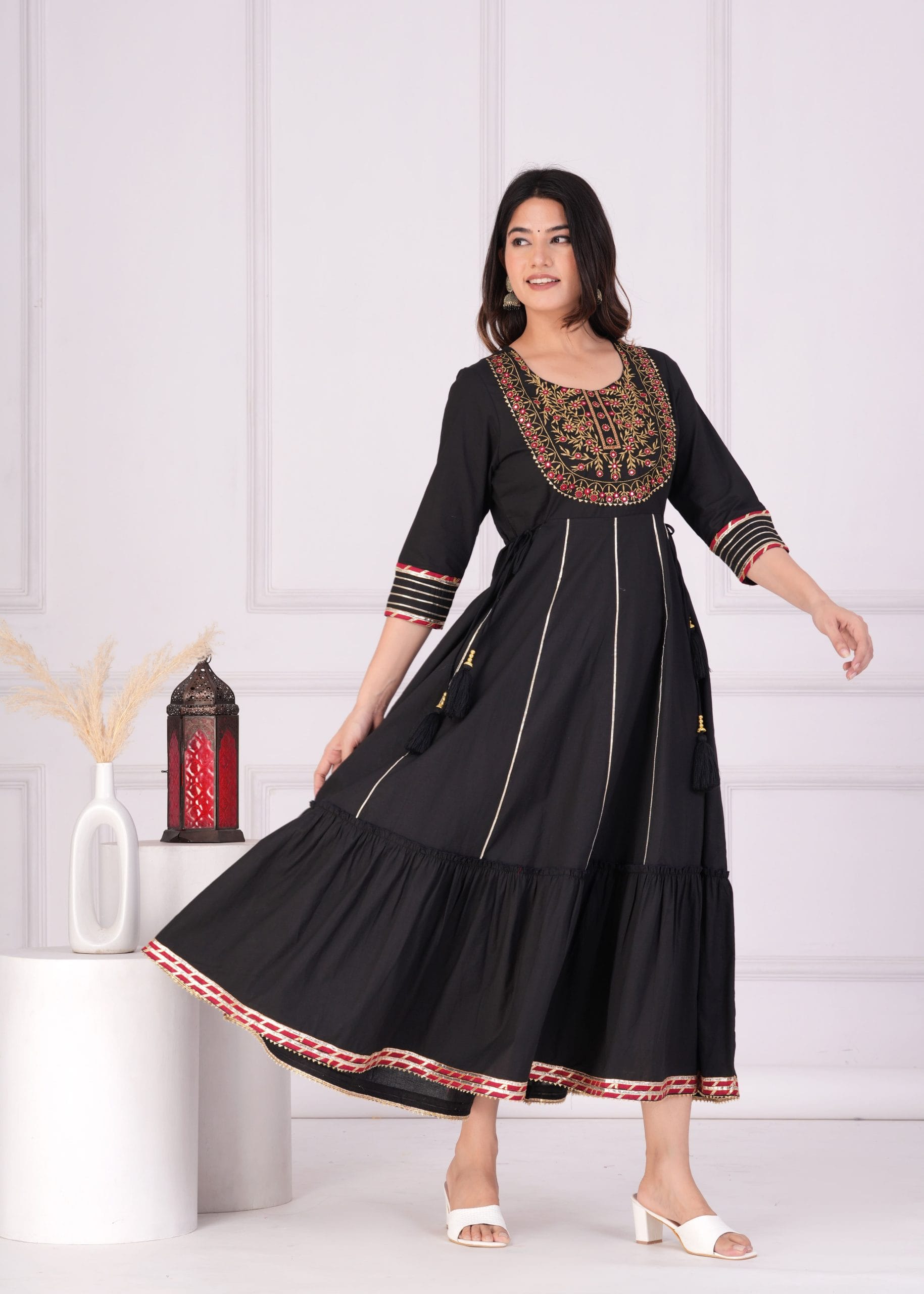 Aabha Black Embroidered Anarkali Gown - View 3