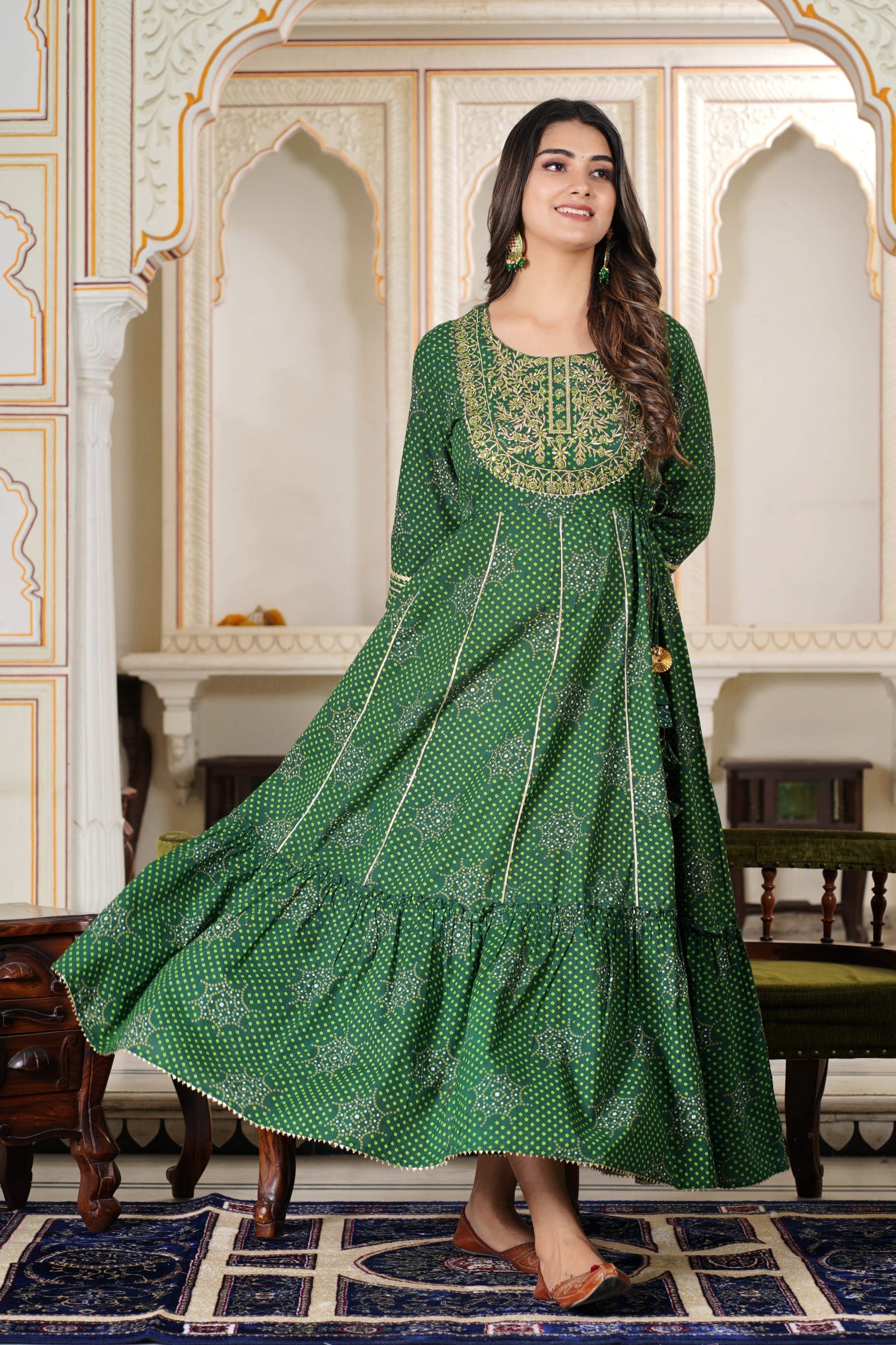 Aabha Green Embroidered Anarkali Dress - View 3
