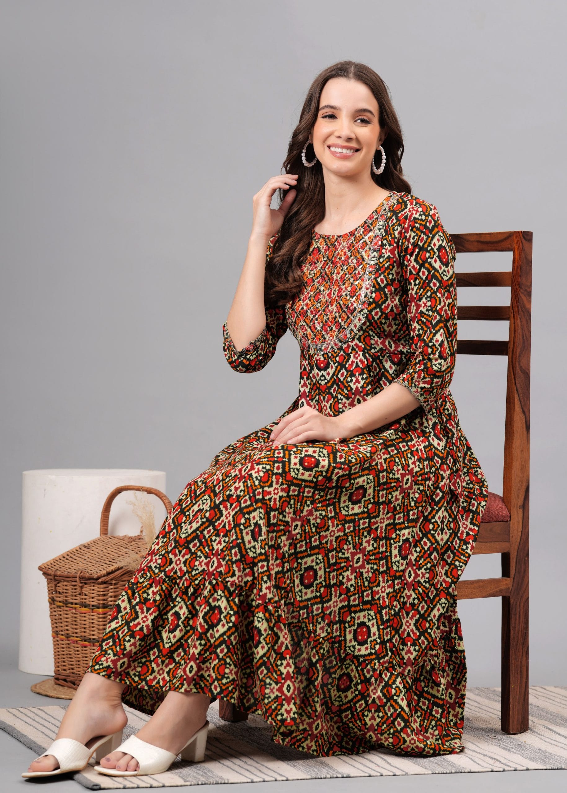 Ivaya Multicolor Cotton Anarkali Kurti - View 4
