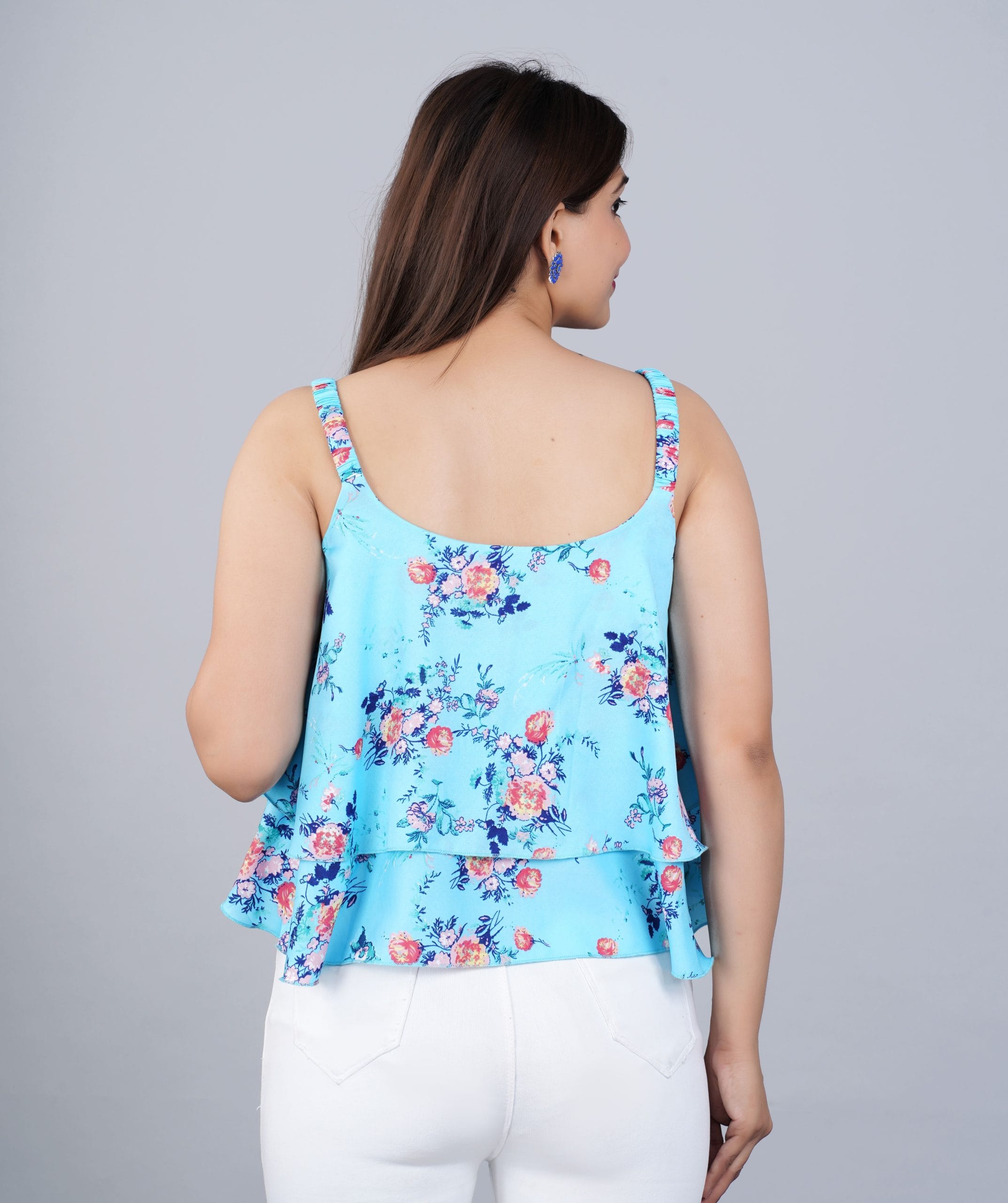 Blue Floral Layered Top - View 2