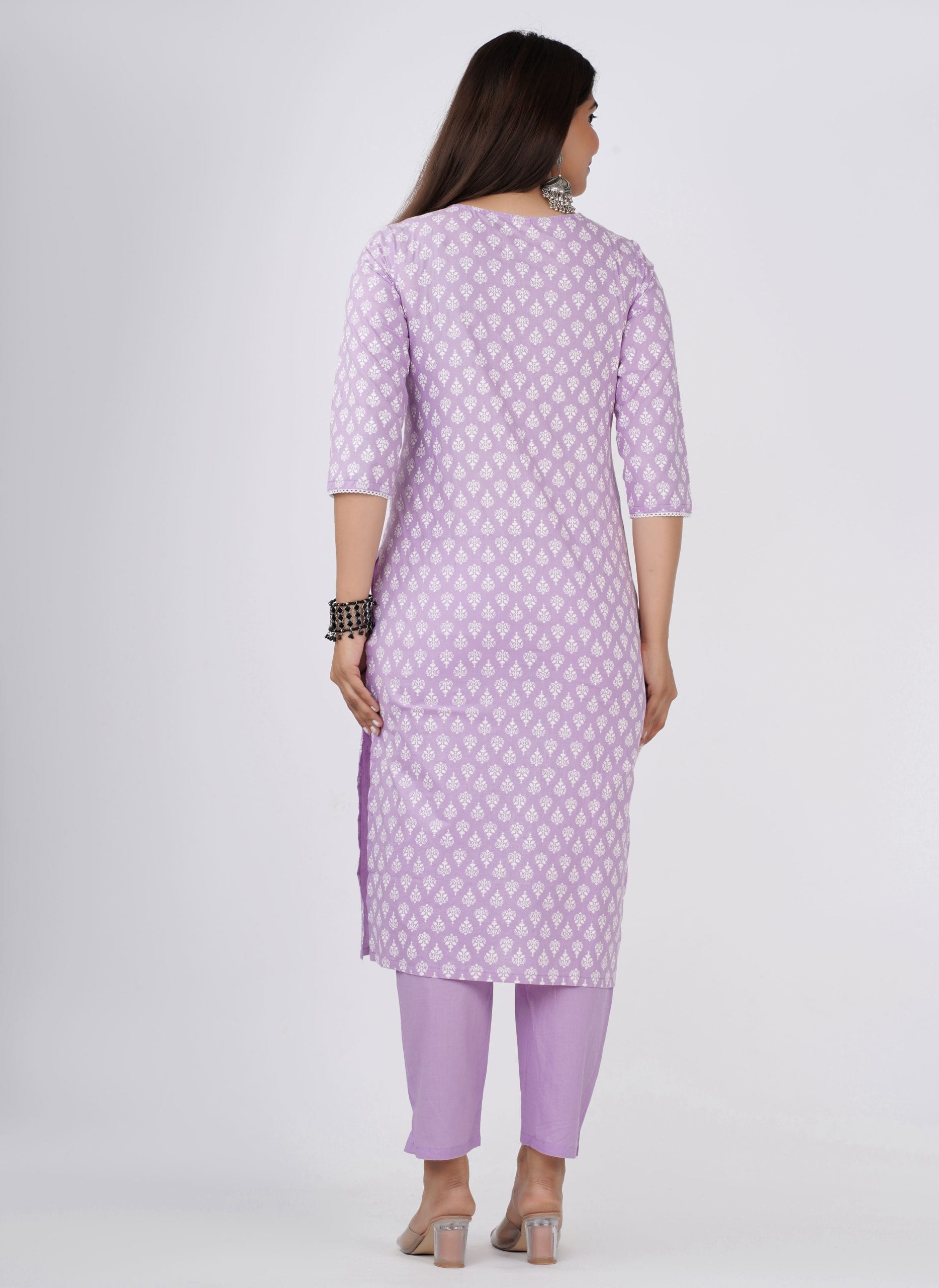 Zyani Purple Kurti with Pant & Dupatta Set for Women by Vaaki
