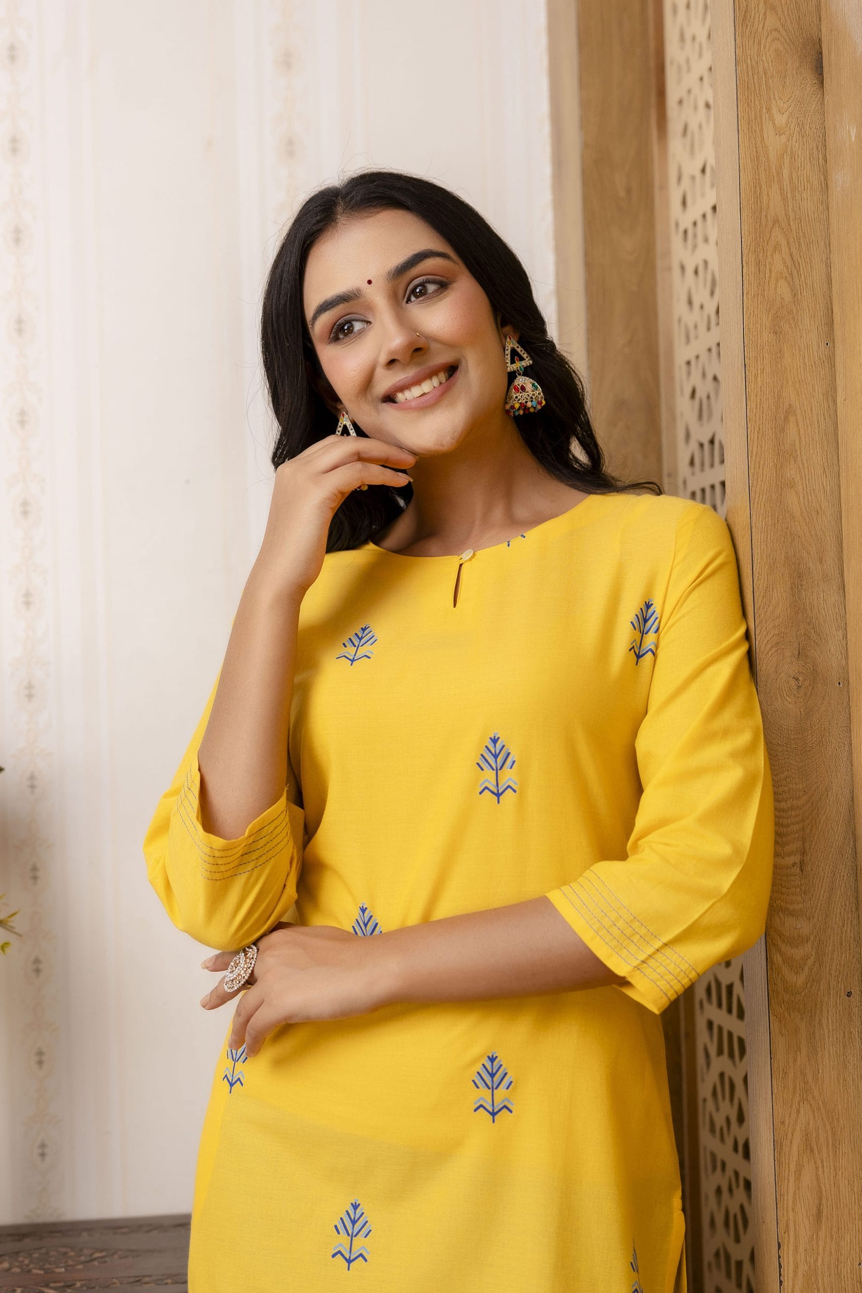 Ziya Mustard Yellow Printed Straight Kurti - View 4