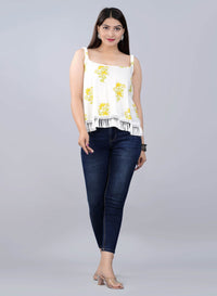 Nira Light Butter Yellow Boho Fringe Top