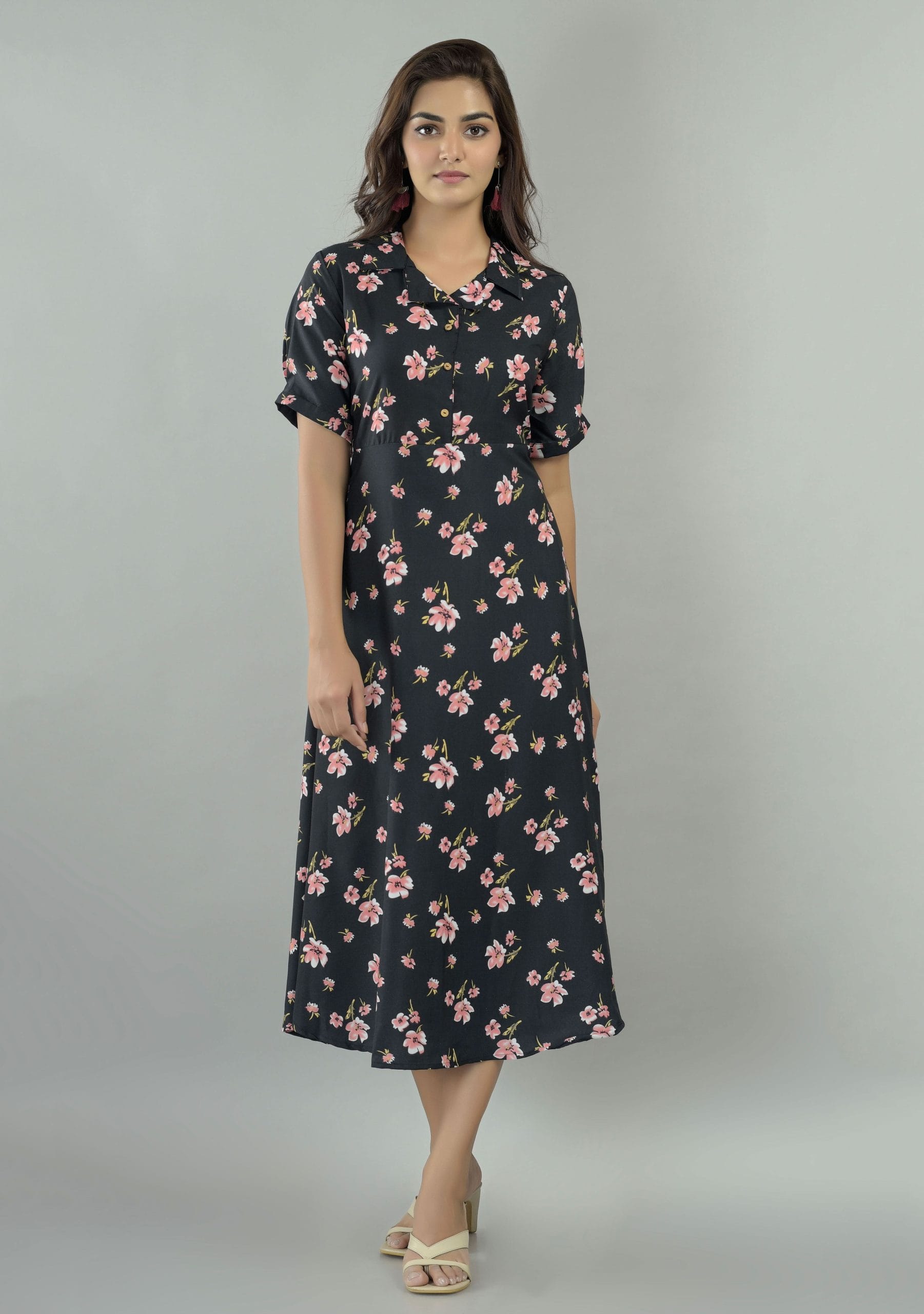 Aurelia Black Floral Maxi Dress by Vaaki
