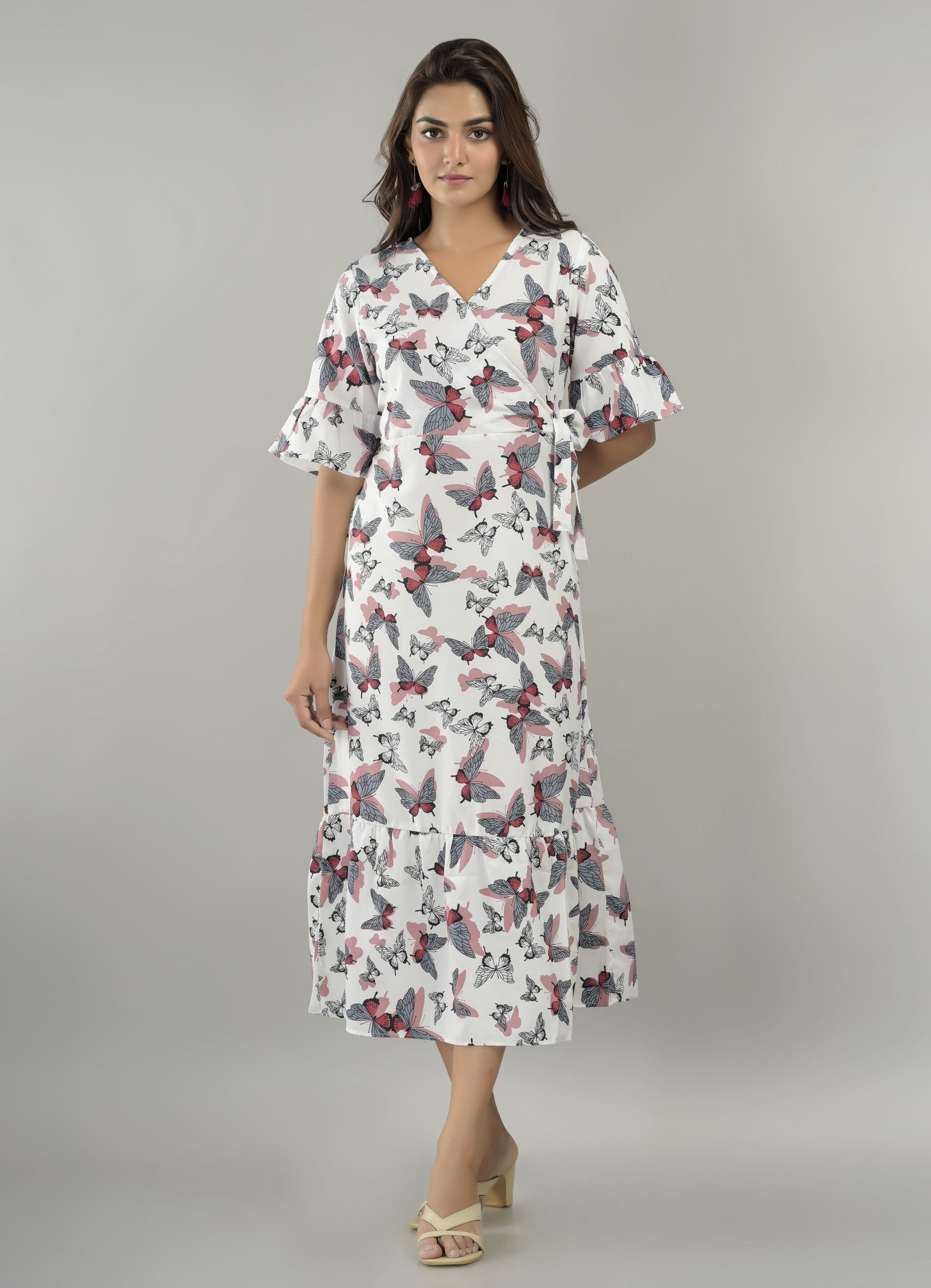 Marvella White Butterfly Print Maxi Dress
