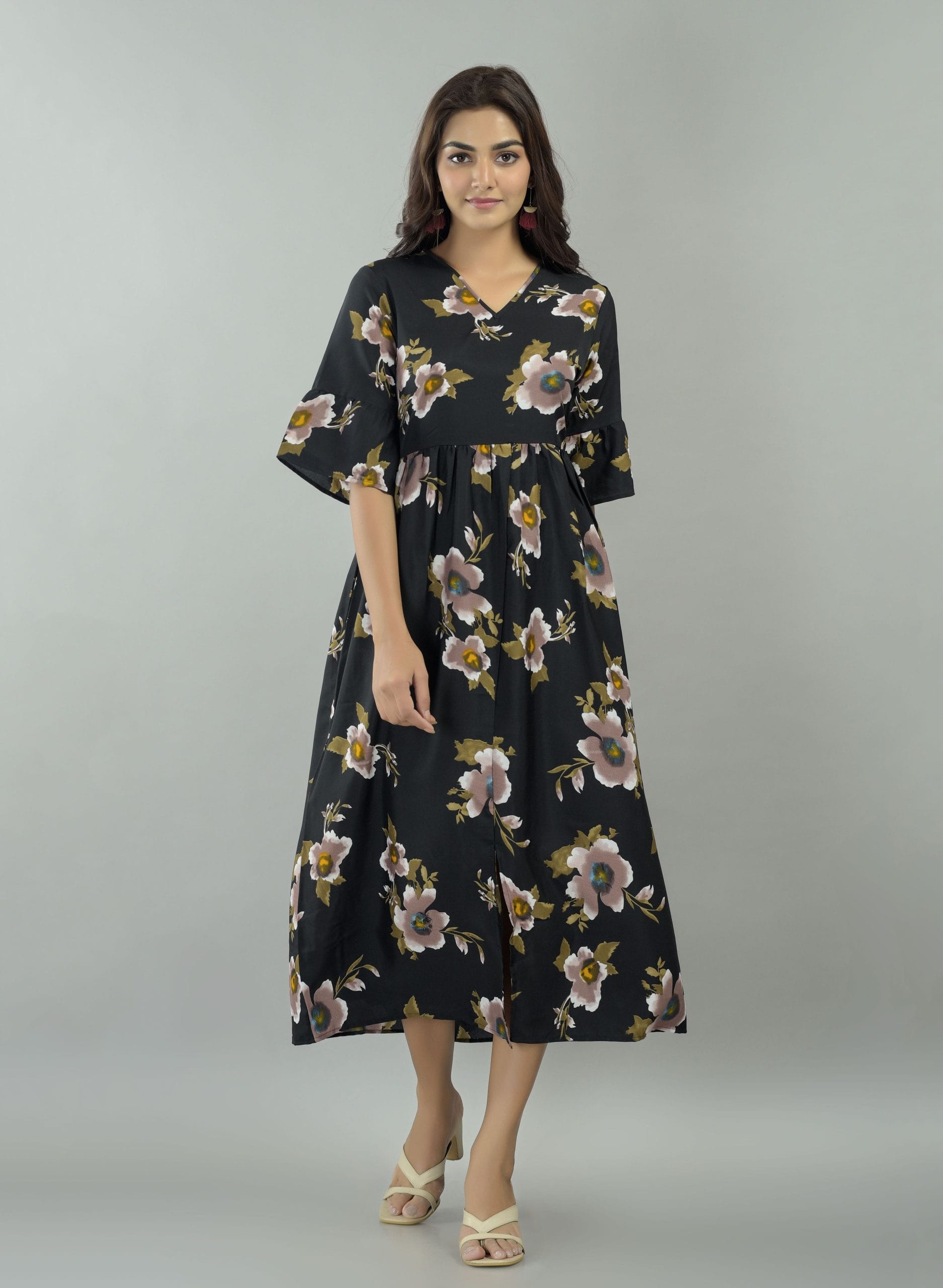 Lyra Black Floral Maxi Dress - View 5
