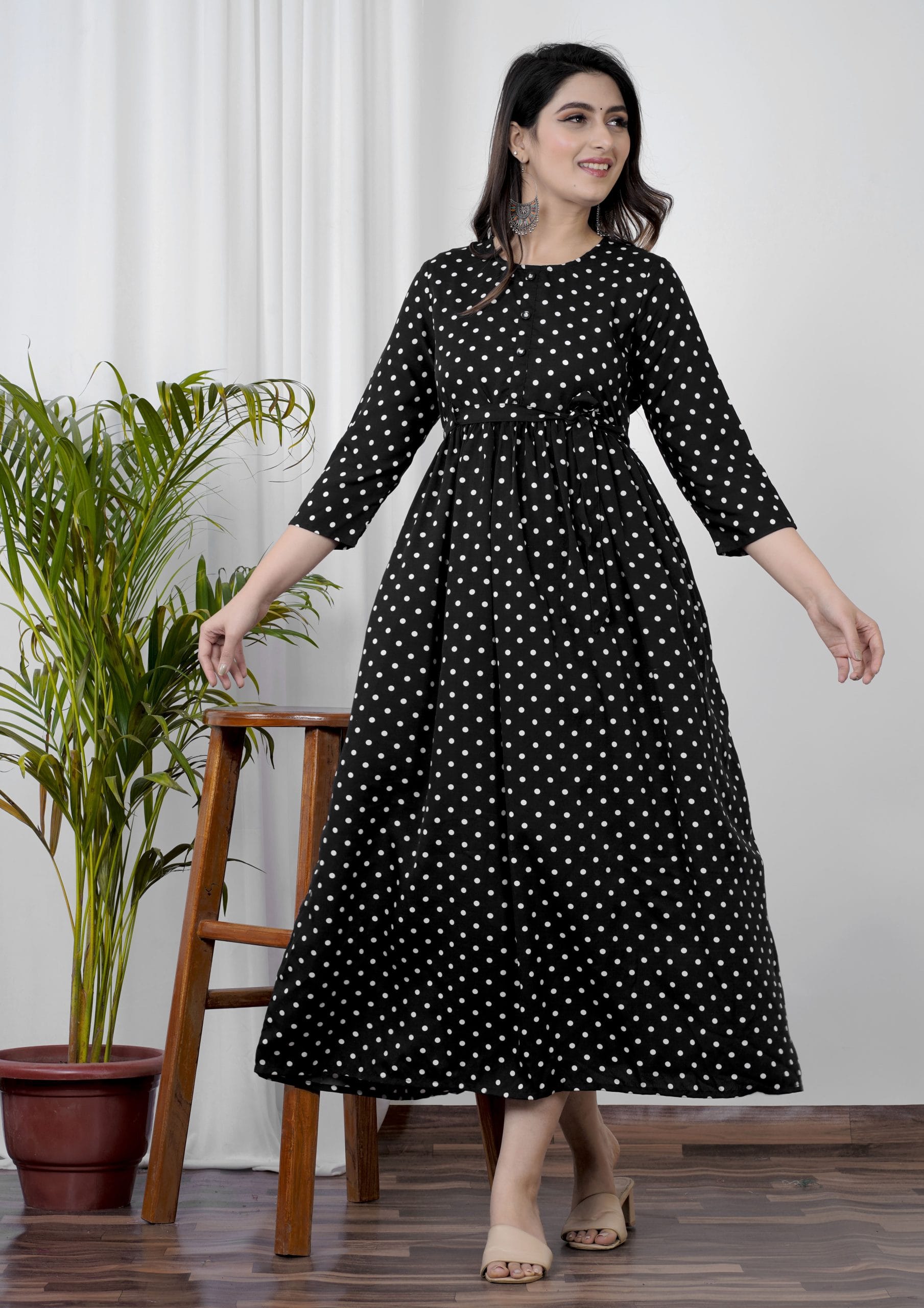 Avira Black Belted Anarkali Kurti