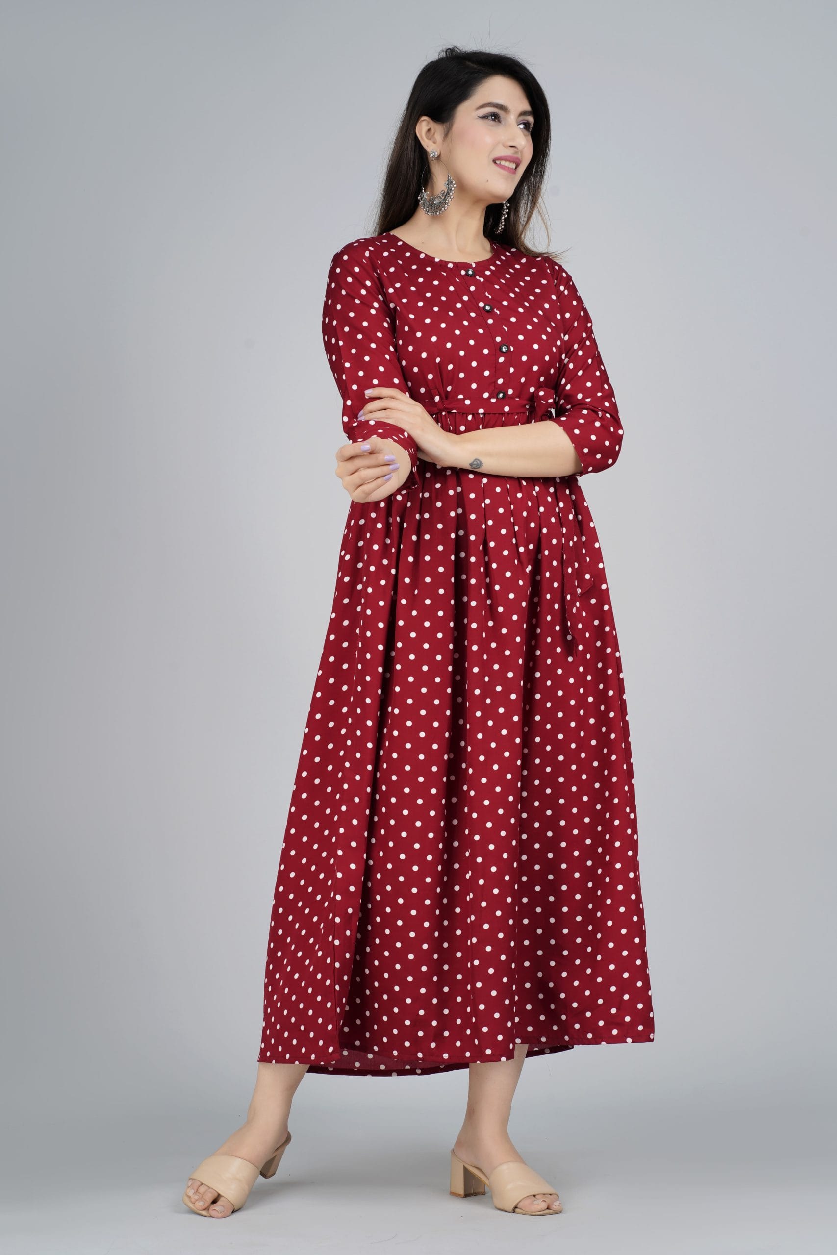 Avira Maroon Belted Anarkali Kurta - View 4