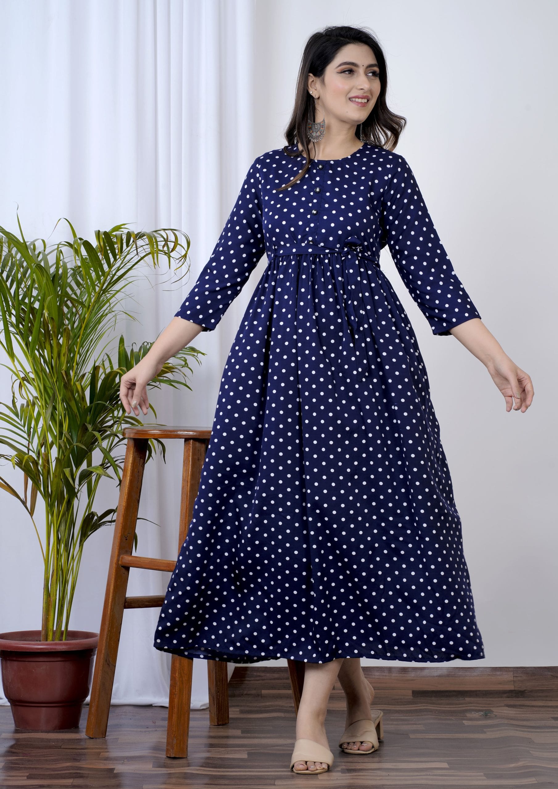 Avira Navy Blue Belted Anarkali Kurta