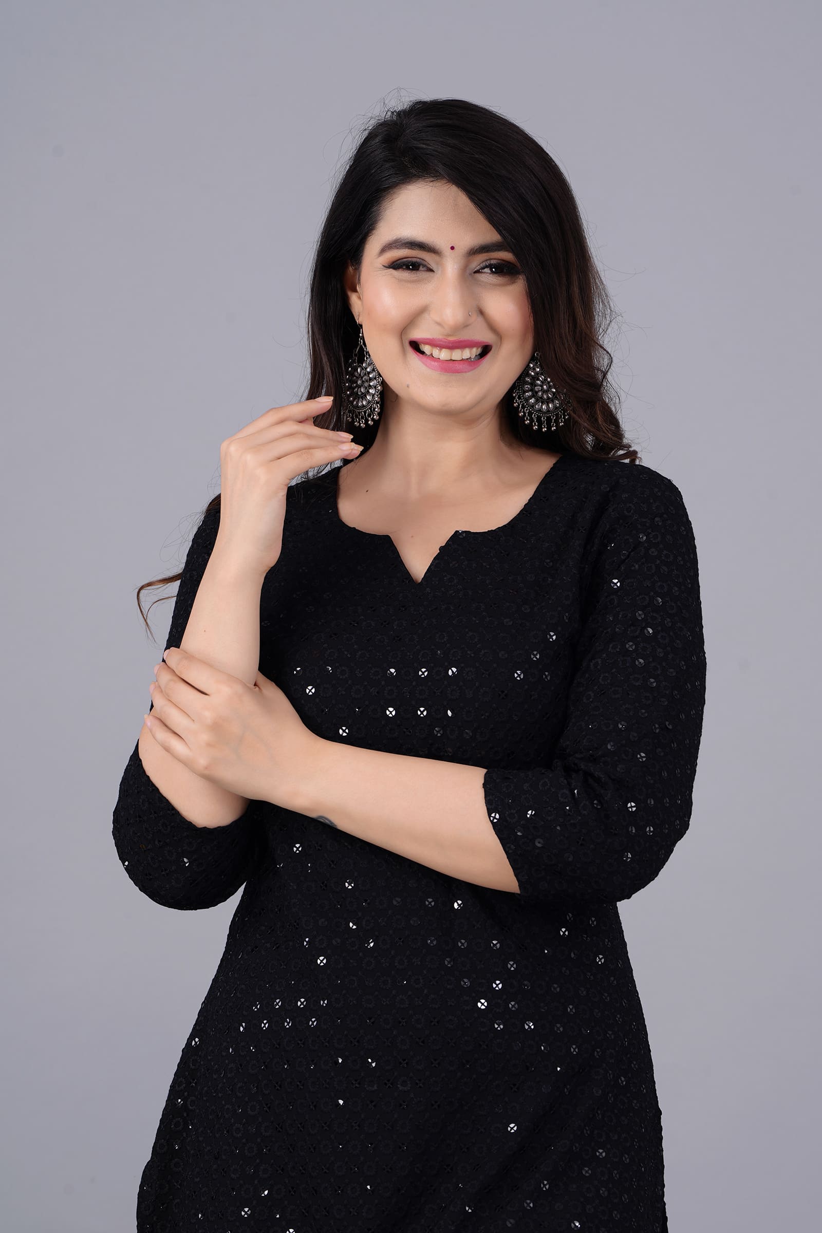 Noor Black Chikankari Kurti - View 4