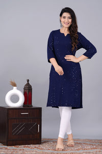 Noor Blue Chikankari Kurti for Women