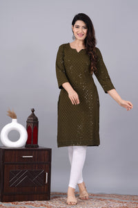 Noor mehndi Chikankari Kurti for Women