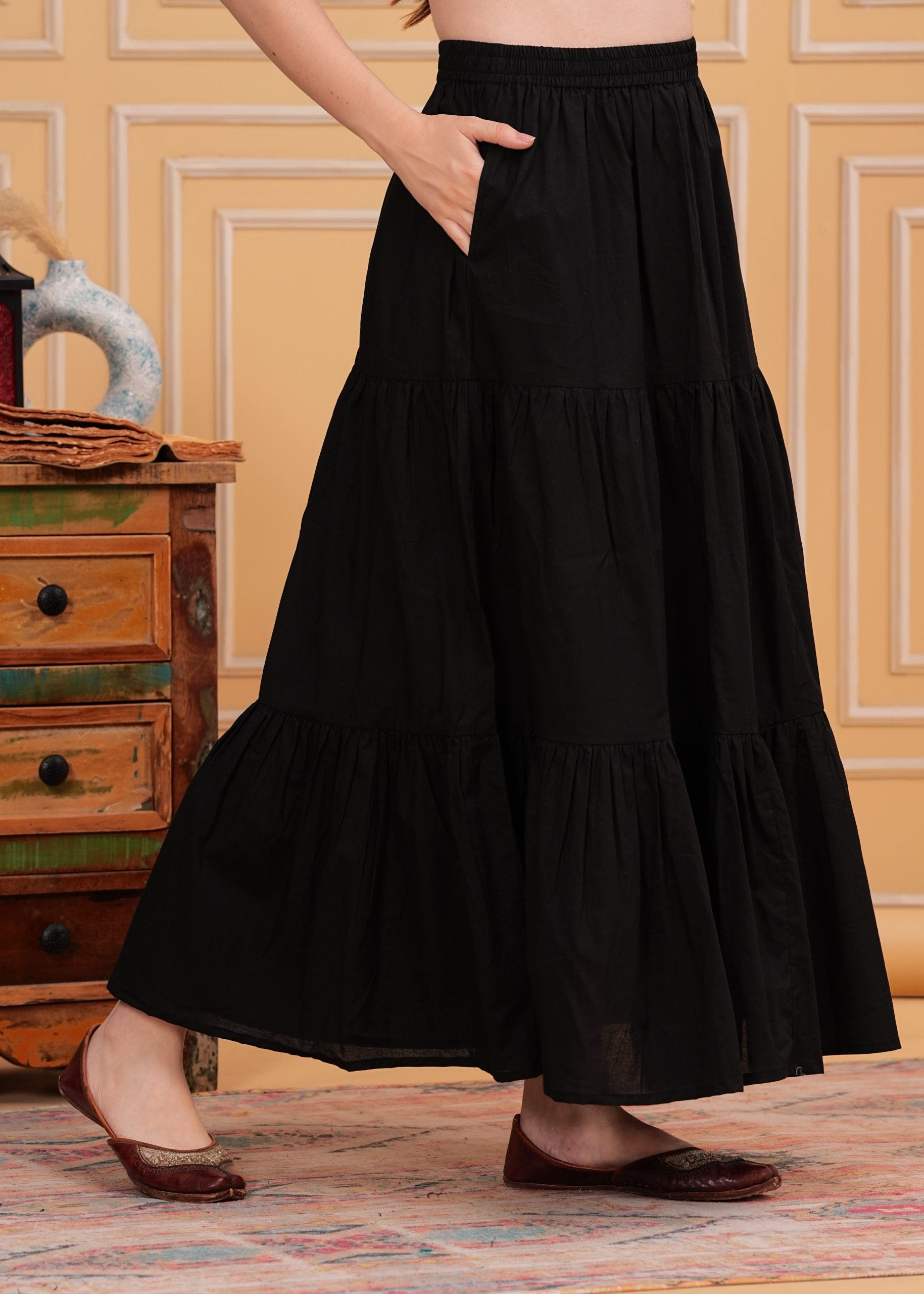 Zyra Noir Black Long Maxi Skirt - View 3
