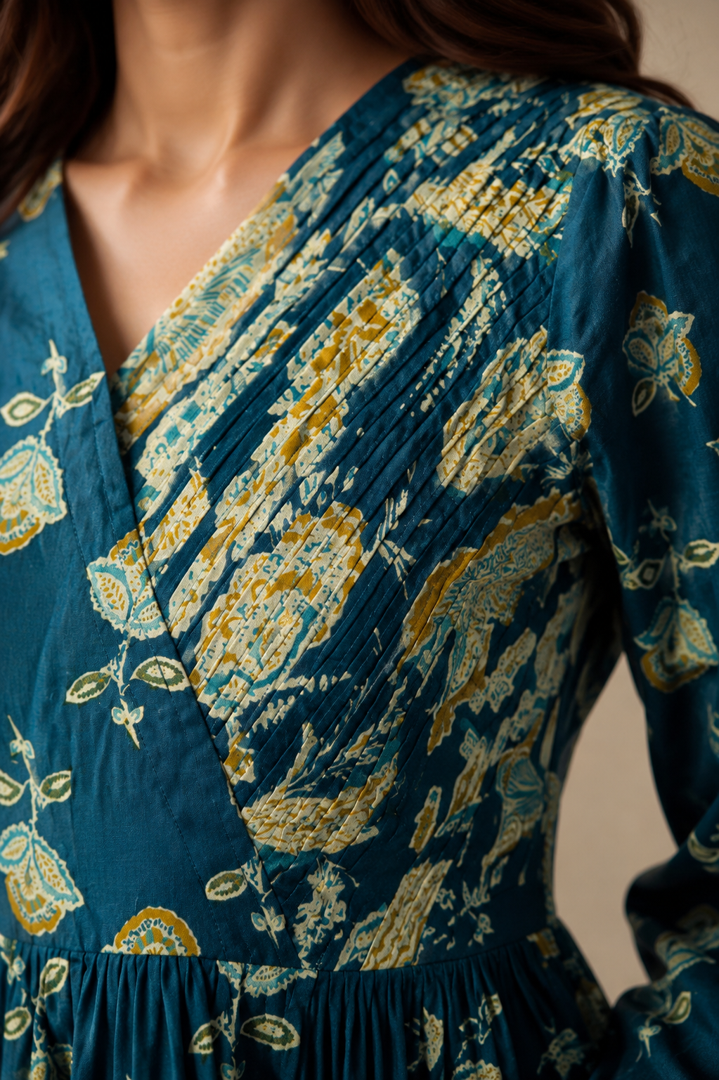 Draksha Teal Blue Printed Premium Cotton Co-ord Set