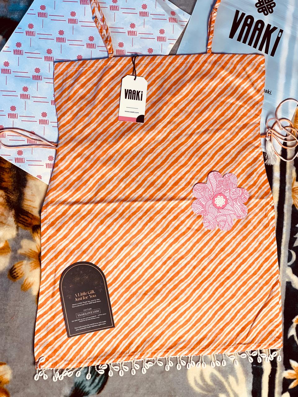 "Mohini Orange Striped Sleeveless Corset Kurti"