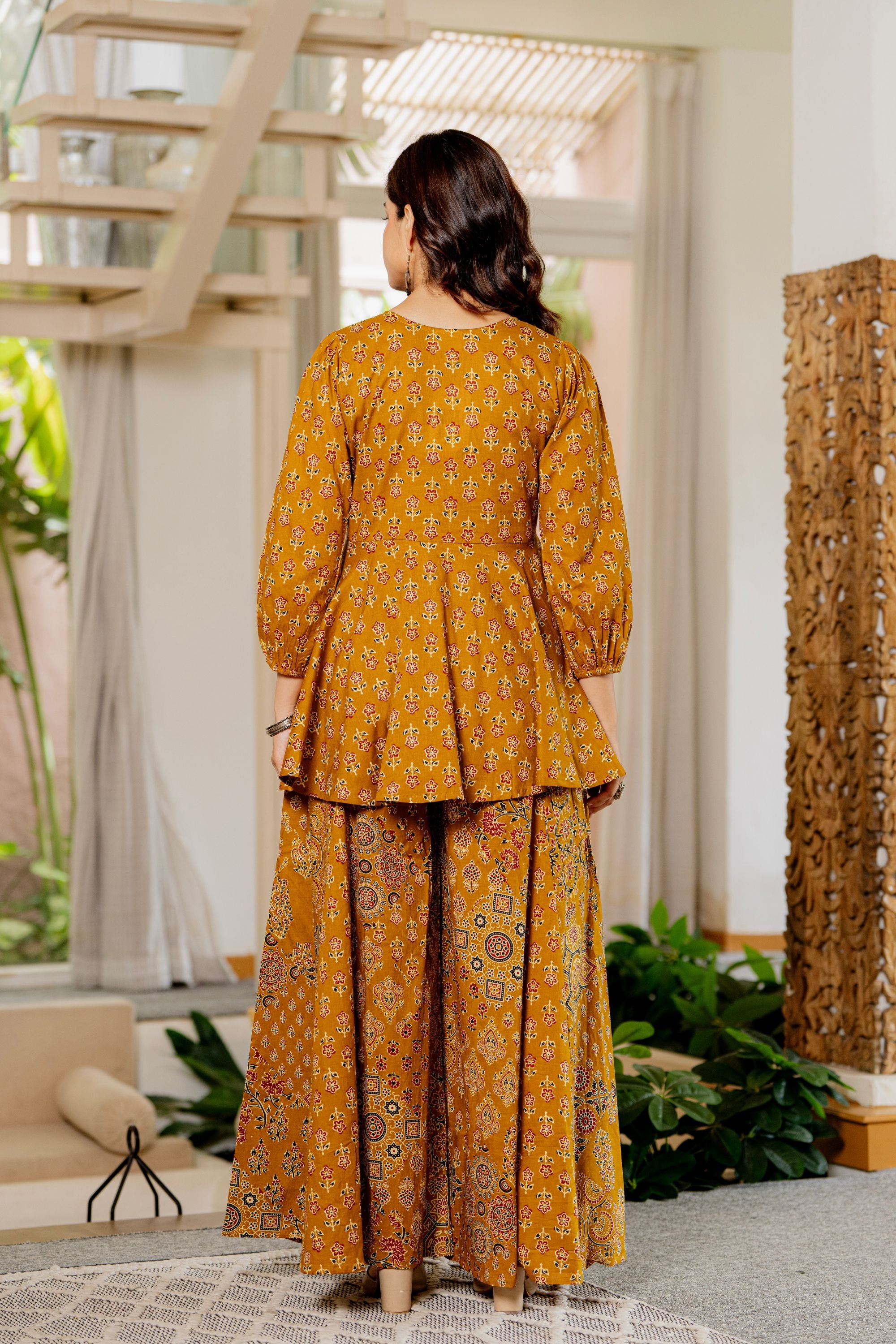 Draksha Mustard Printed Premium Cotton Co-ord Set