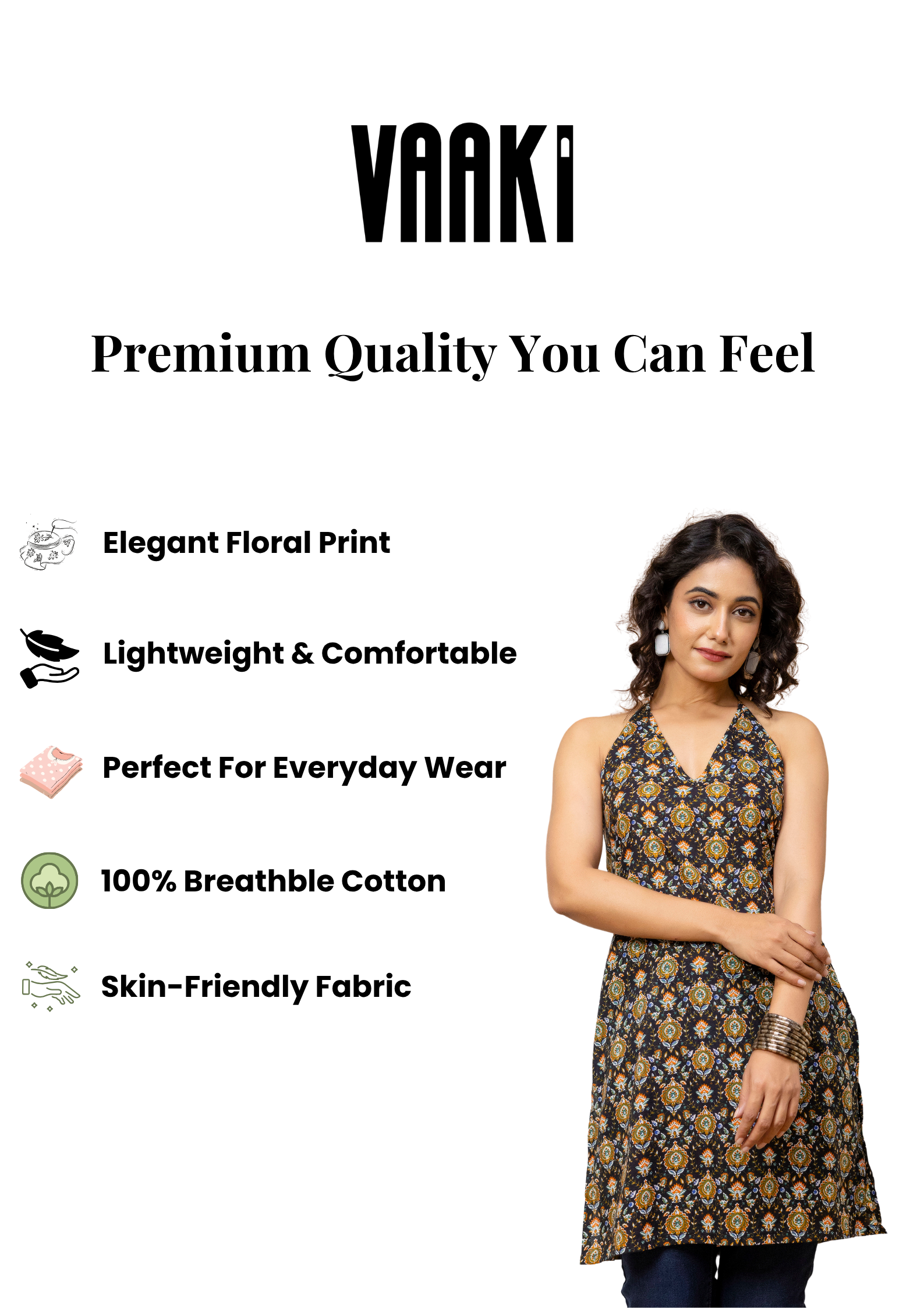 Mohini Black Printed Halter Neck Corset Kurti
